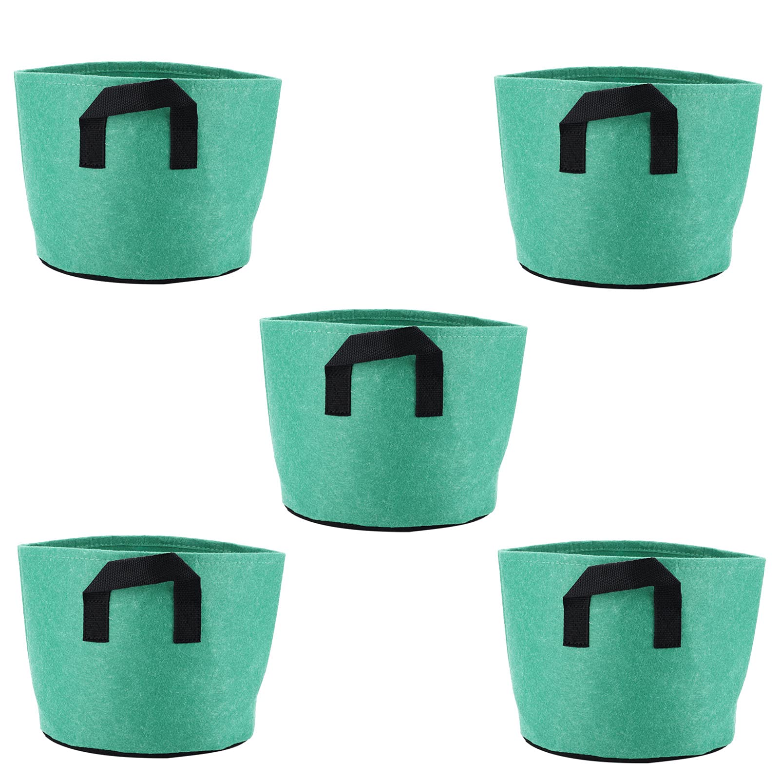 **5-Pack 3 Gallon Non-Woven Plant Grow Bags with Handles - Eco-Friendly Fabric Pots for Balcony, Garden, Greenhouse & Outdoor Planting (Light Green) - Perfect for Vegetables, Herbs & Flowers**