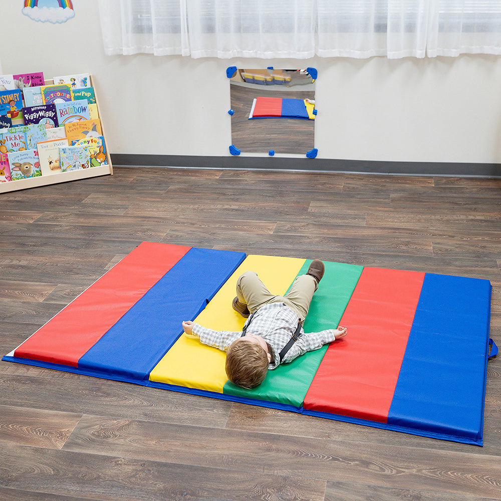 Colorful Rainbow Tumbling Mat for Kids - Non-Slip Gymnastics & Yoga Exercise Mat - Perfect for Home, Gym, and Playroom Activities