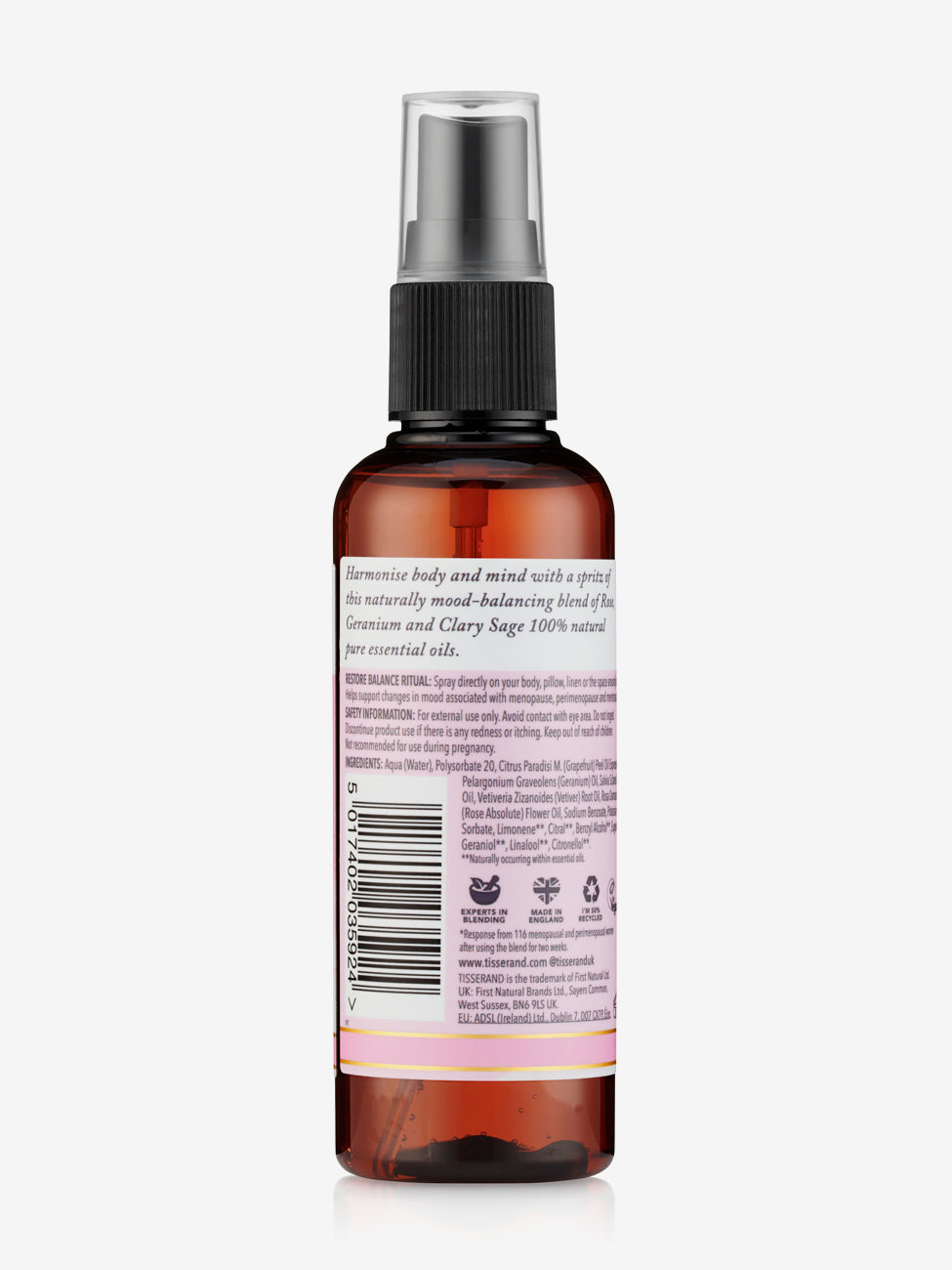 Tisserand Restore Balance Body & Room Mist - Aromatherapy Essential Oil Spray for Relaxation & Stress Relief - Perfect for Home, Office & Spa Use