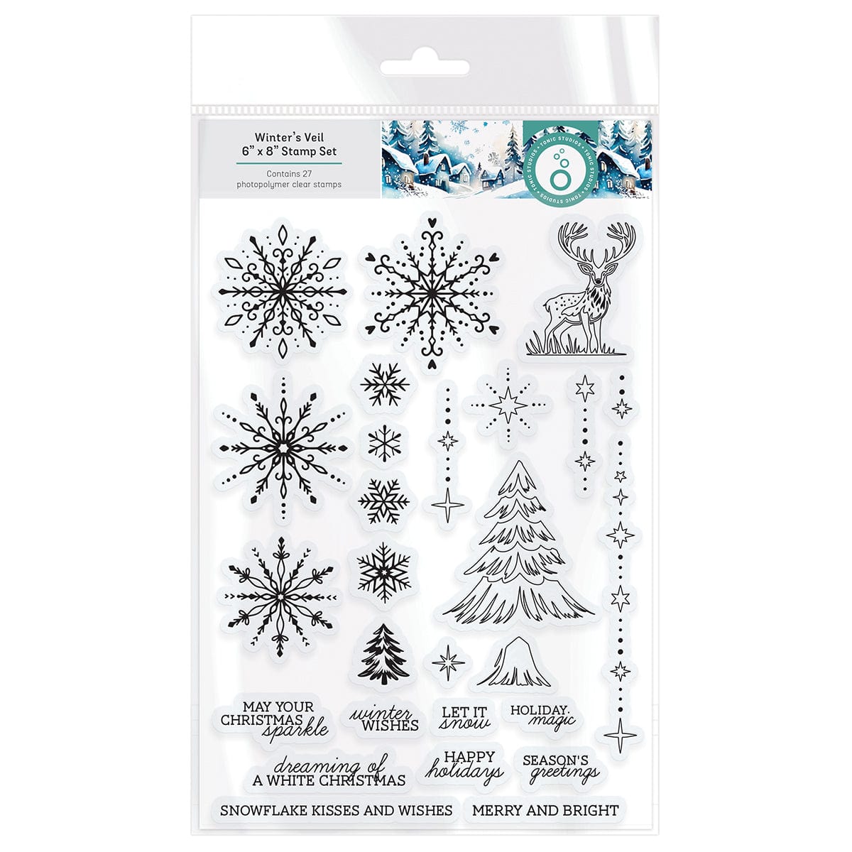 Winter's Veil Winter Elements Stamp Set - 5571e | Holiday Card Making, Scrapbooking & DIY Crafts for Christmas Decorations