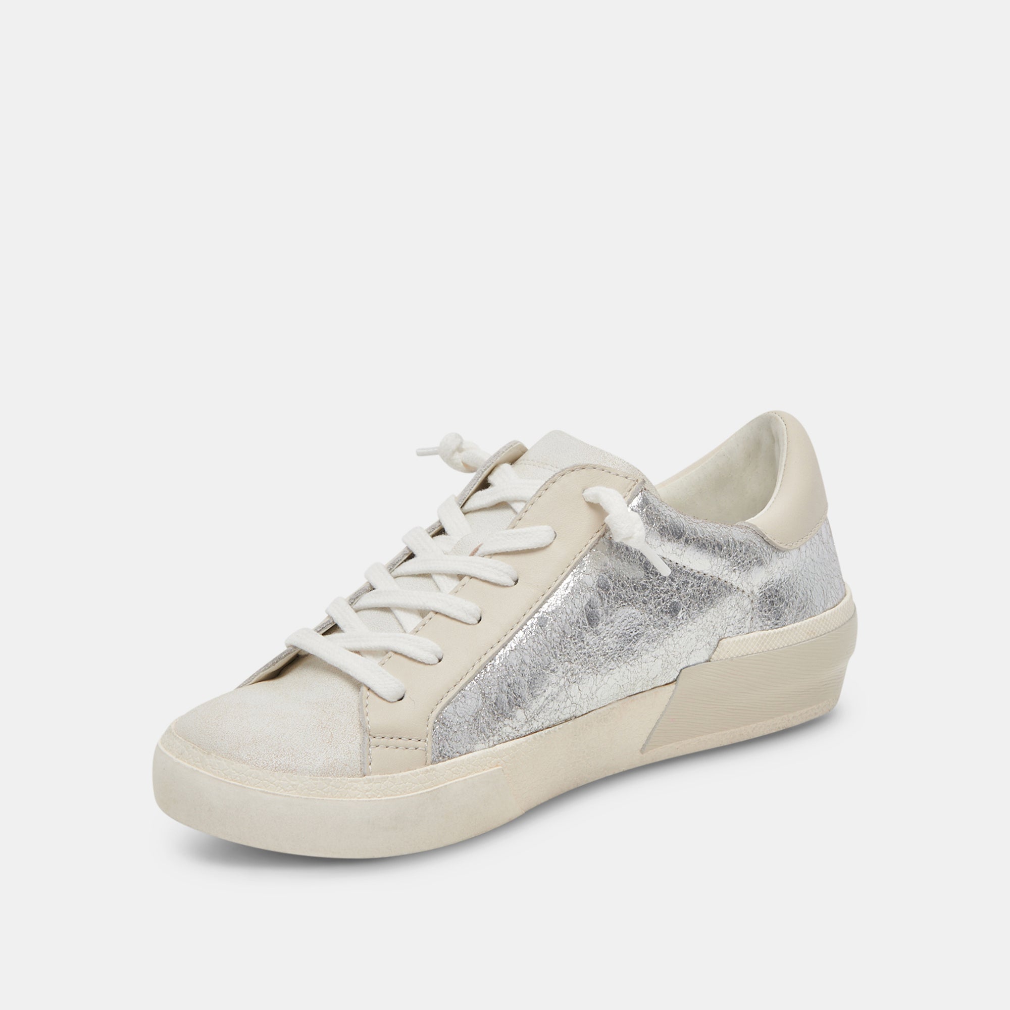 ZINA Sneakers for Women - Chrome Distressed Leather High Top Fashion Shoes - Perfect for Casual Wear, Street Style & Everyday Outfits