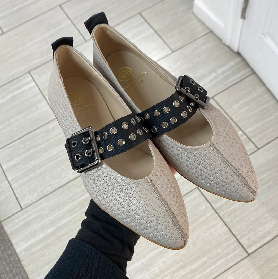 Blublonc Women's Mauve Stamped Pointed Toe Buckle Shoes - Elegant Dress Pumps for Office, Party & Wedding Occasions