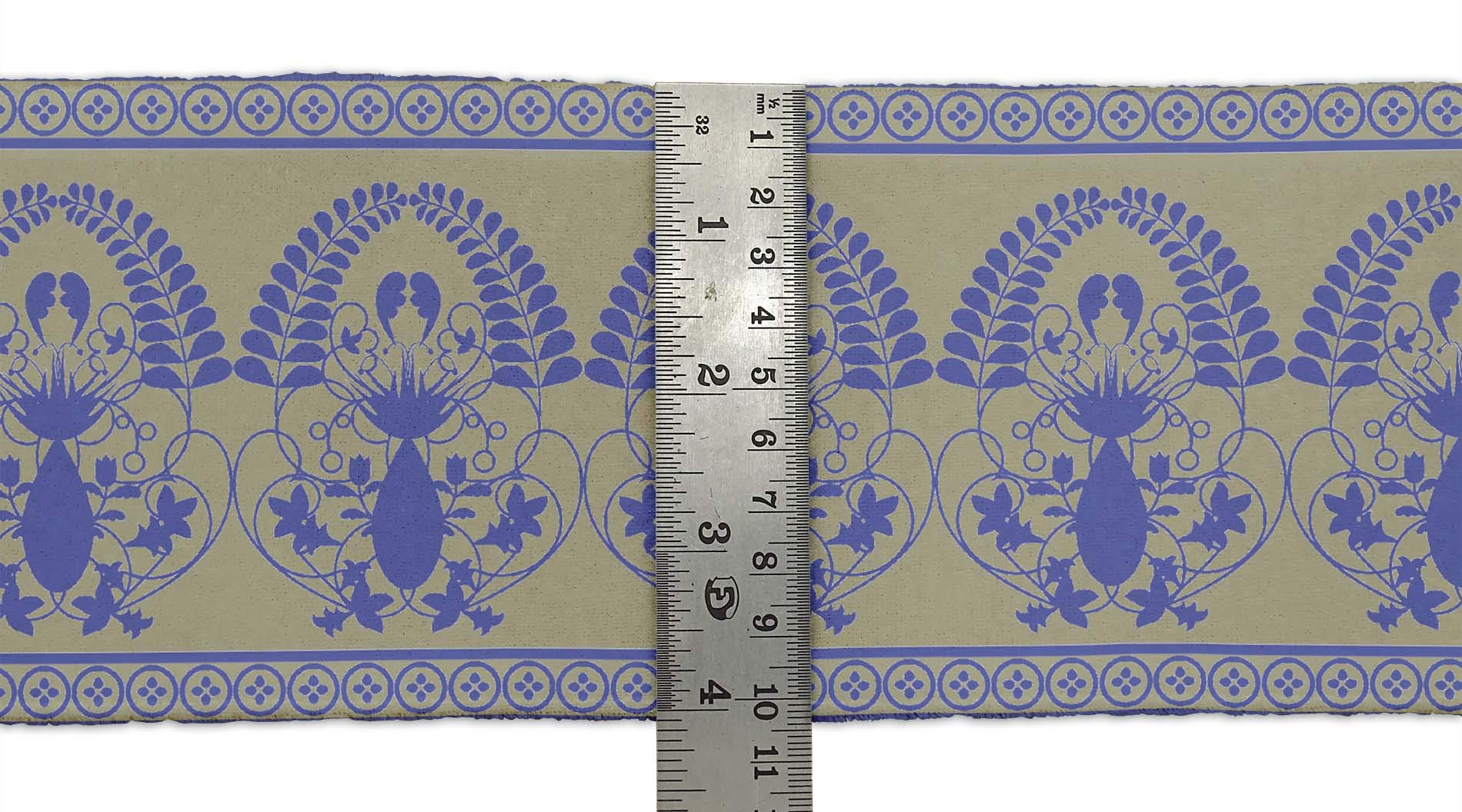 Green Leaves & Floral Printed Dupion Fabric Ribbon Trim - 9 Yards, 4 Inches Wide for DIY Crafts, Sewing Projects, Dressmaking, and Home Decor Accessories