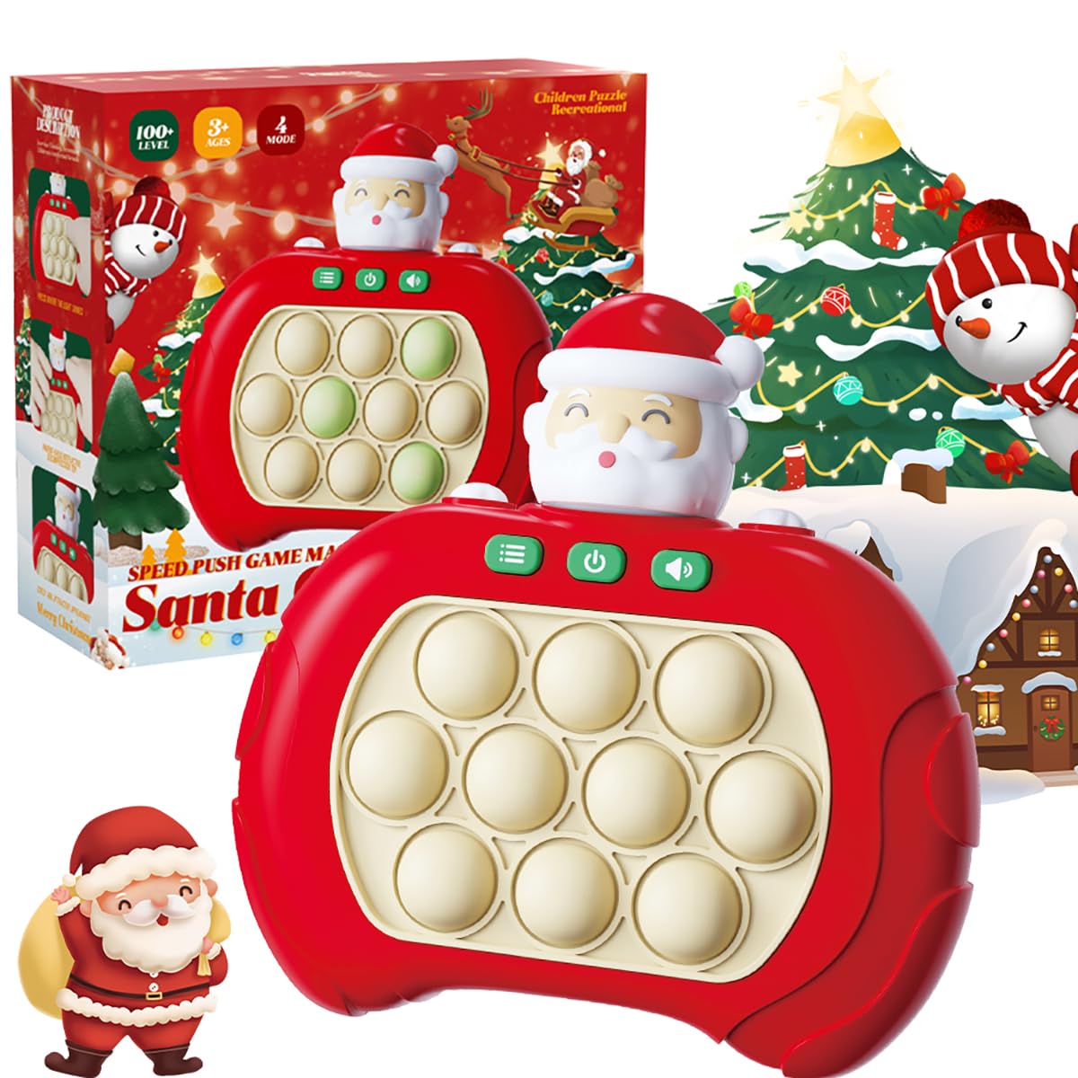 Christmas Santa Claus Pop Fidget Game Toys - Quick Push Electric Bubble Sensory Stress Relief Toys for Kids & Adults | Perfect for Xmas Gifts, Birthday Presents, Classroom Rewards & Anxiety Relief
