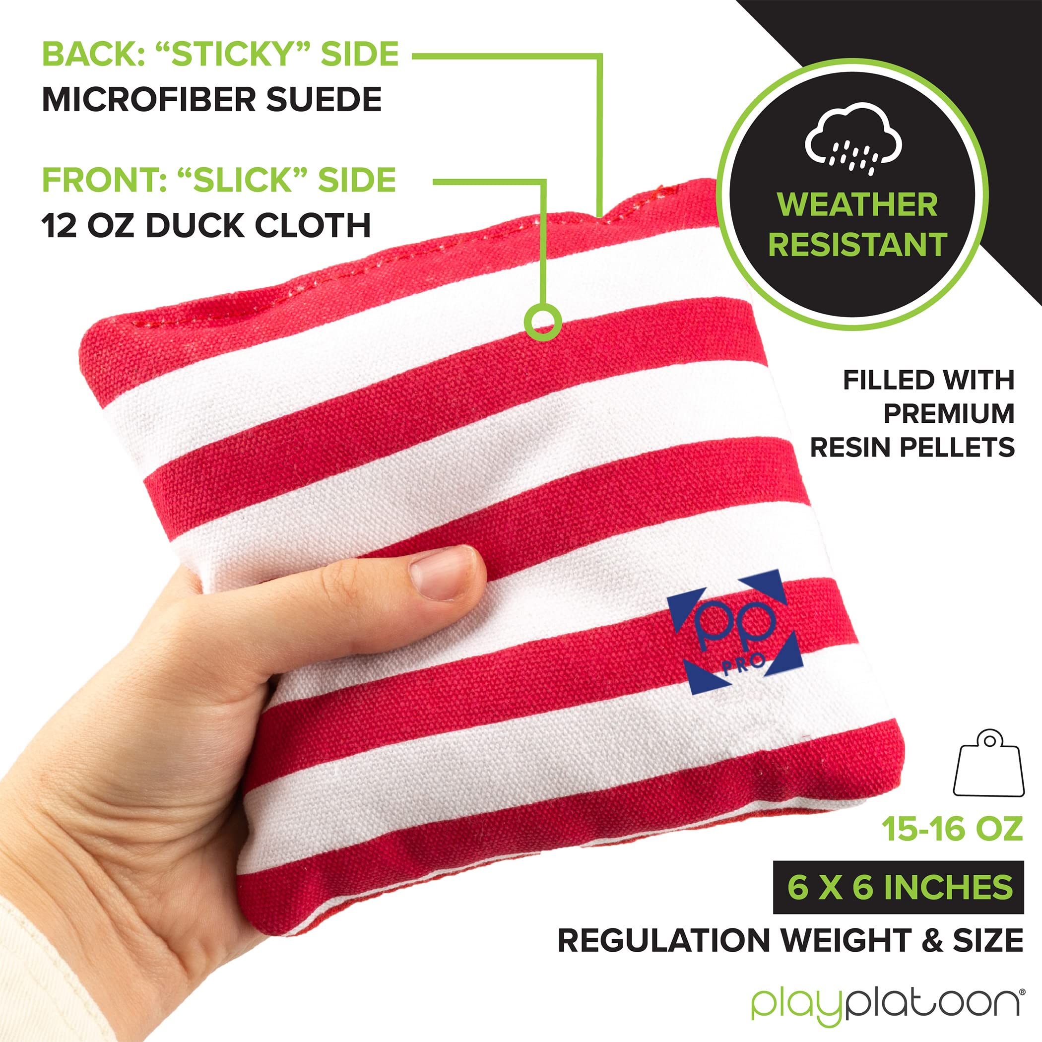 Professional Cornhole Bags Set of 8 - Regulation All-Weather Two-Sided Bean Bags for Cornhole Game | Perfect for Backyard Parties, Tailgating & Outdoor Fun