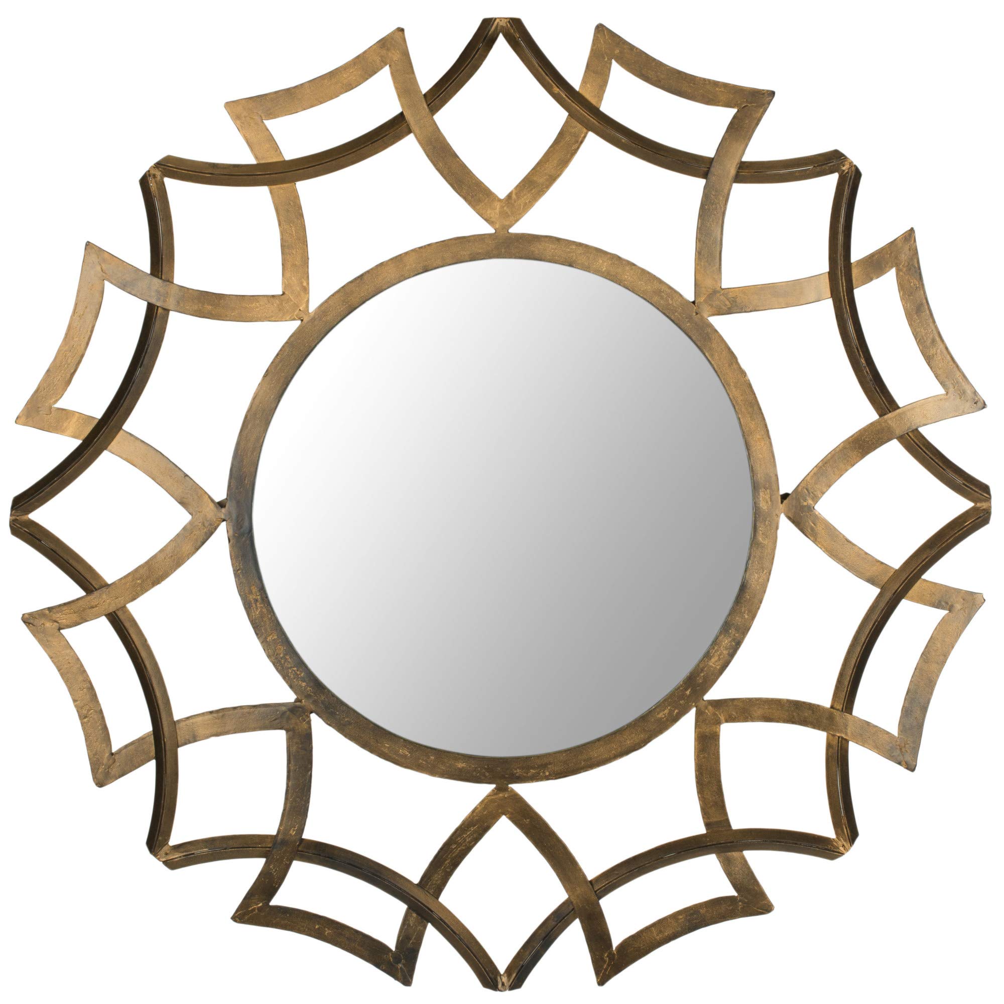 SAFAVIEH Home Collection Inca Sunburst Mirror - Round Decorative Wall Mirror for Living Room, Bedroom, Entryway - Boho Chic Home Decor Accent Piece