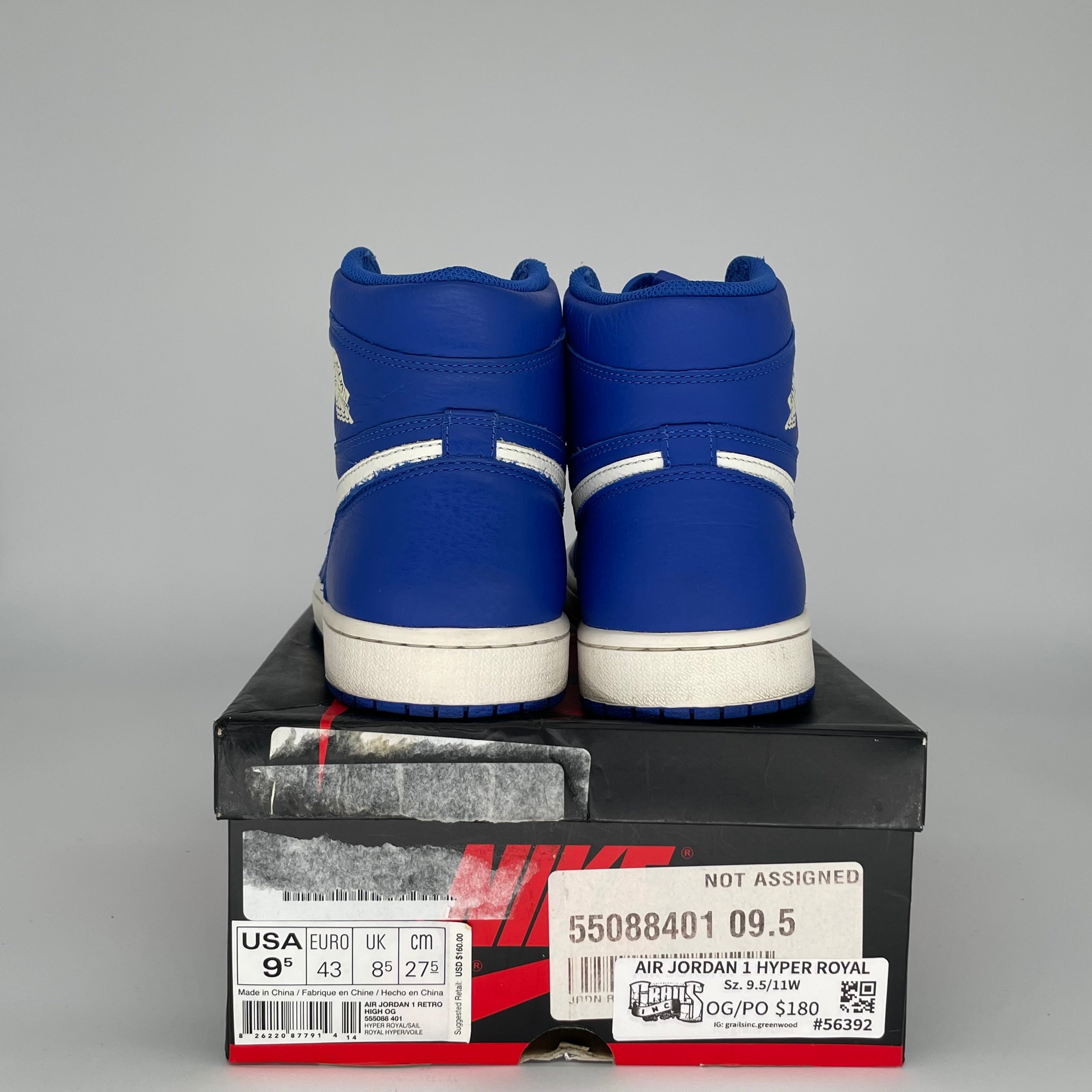Air Jordan 1 Hyper Royal Sneakers - Men's Size 9.5 (555088-401) - Blue & White Basketball Shoes for Casual Wear & Street Style