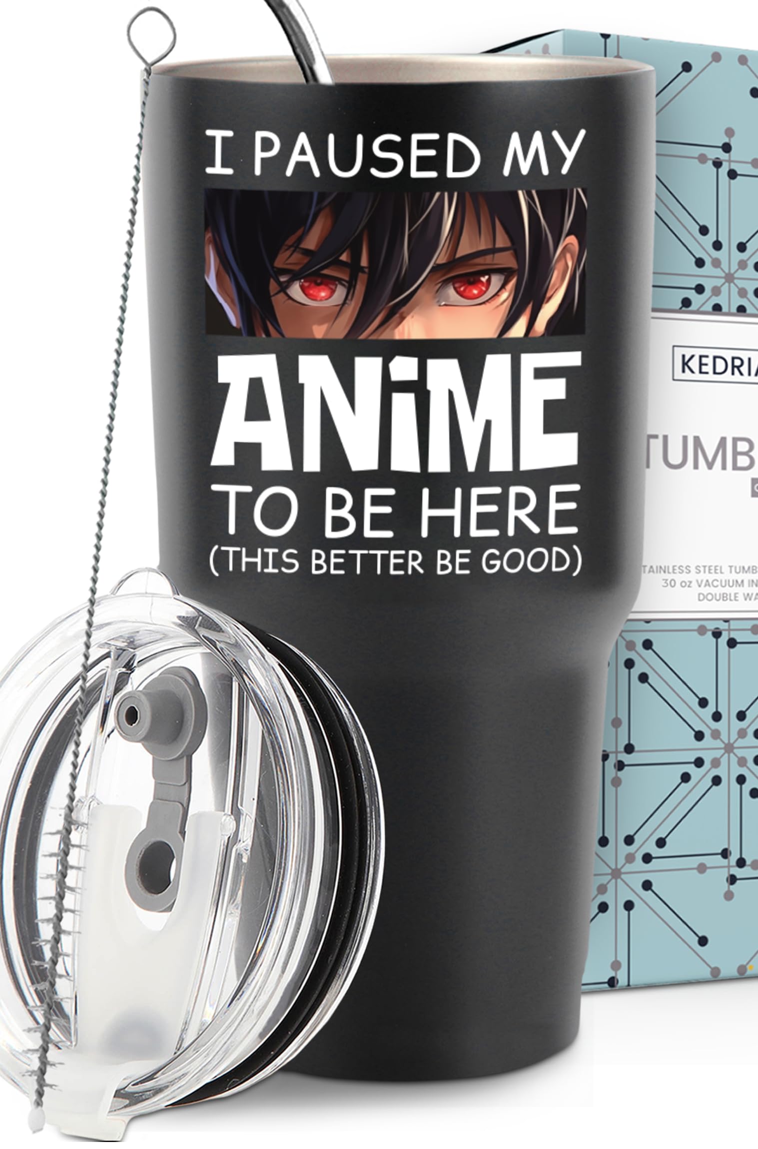 Funny Anime Tumbler 30oz - I Paused My Anime To Be Here Cup | Cute Gift for Anime Lovers | Perfect Birthday & Christmas Present for Him or Her | Great for Office, School & Anime Conventions