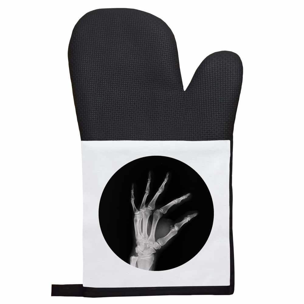 Azeeda Heat-Resistant Oven Glove & Mitt Set - Hand Xray Design for Baking, Grilling & Cooking - Perfect for Kitchen, BBQ & Outdoor Use (OG00000967)