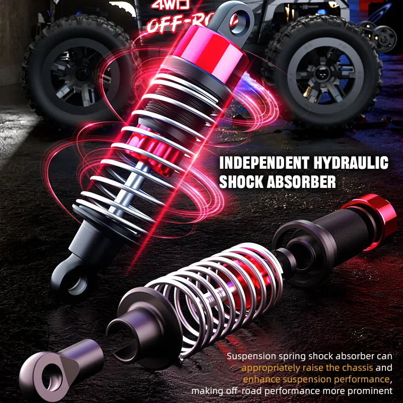 JJRC C8811 1/20 Scale RC Car - 4WD High Speed 40km/h Off Road Climbing Truck with Brushless Motor, LED Lights (Black/Red) - Ready to Run for Outdoor Racing & Backyard Adventure