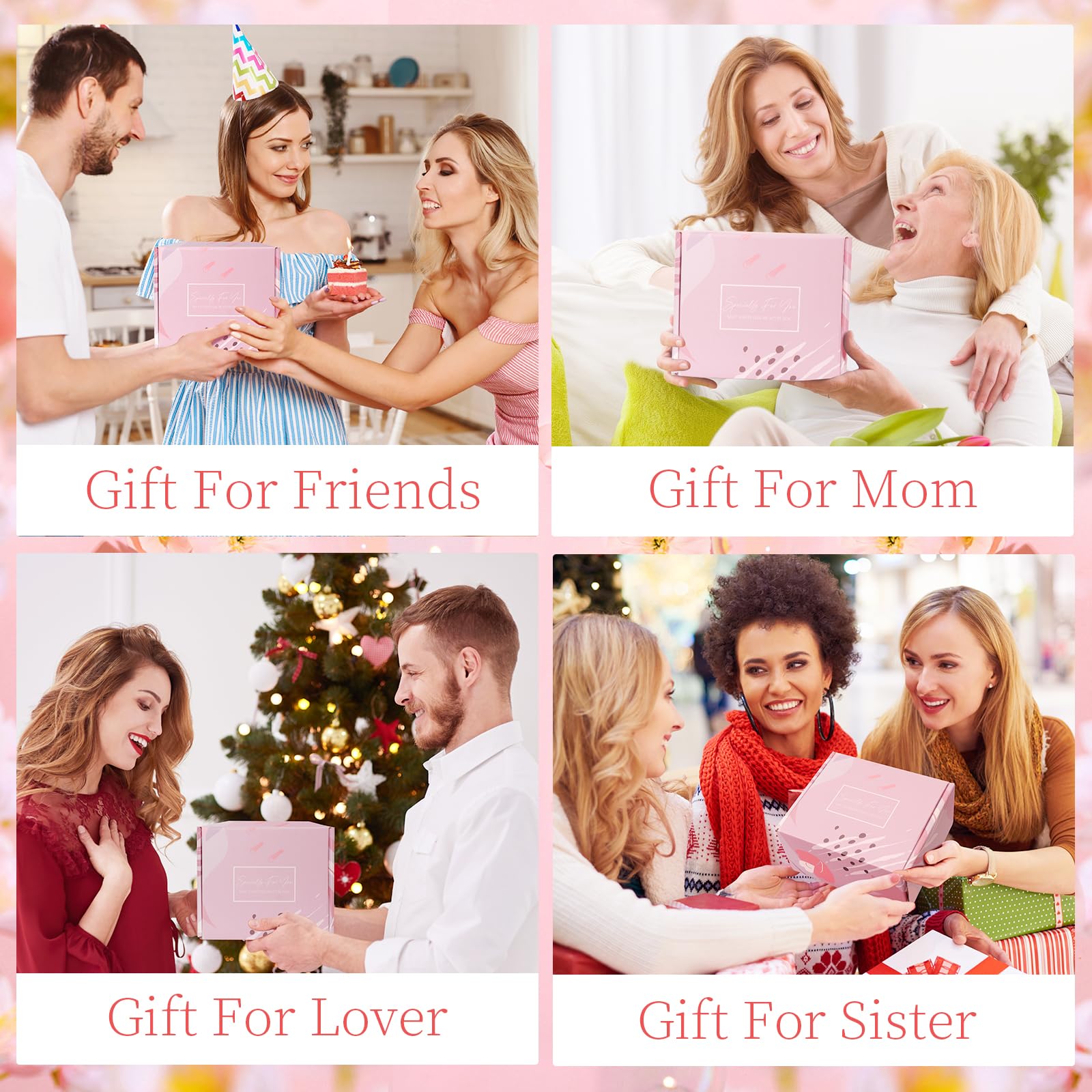 Luxury Pink Rose Spa Gift Basket Set - Unique Birthday Gifts for Women, Perfect Present for Mom, Wife, Sister & Girlfriend | Thank You Gifts for Her | Relaxation & Self-Care Gift Idea