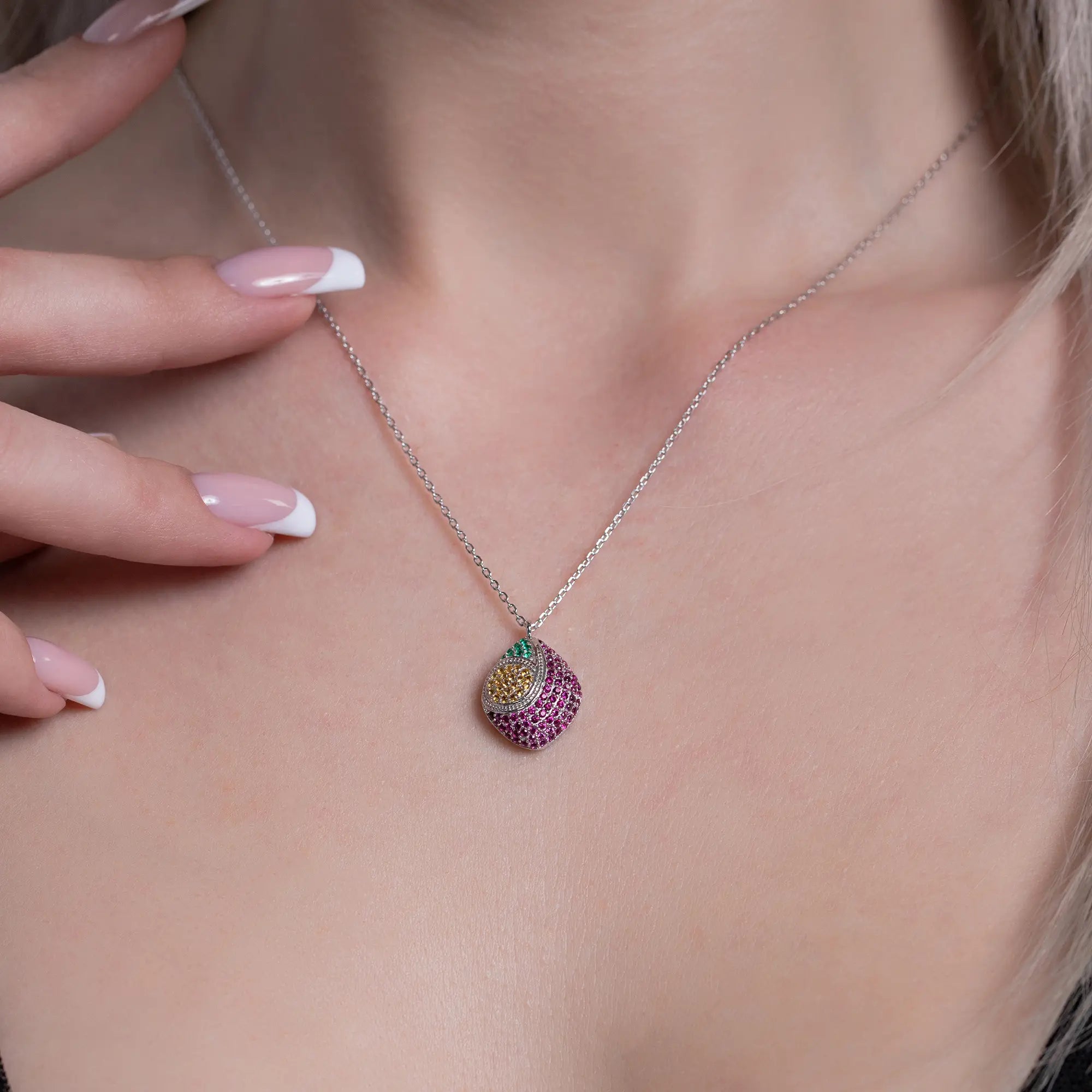 Genuine Multicolor Gemstone Necklace with Sterling Silver Chain - Perfect for Gifts, Parties & Everyday Elegance
