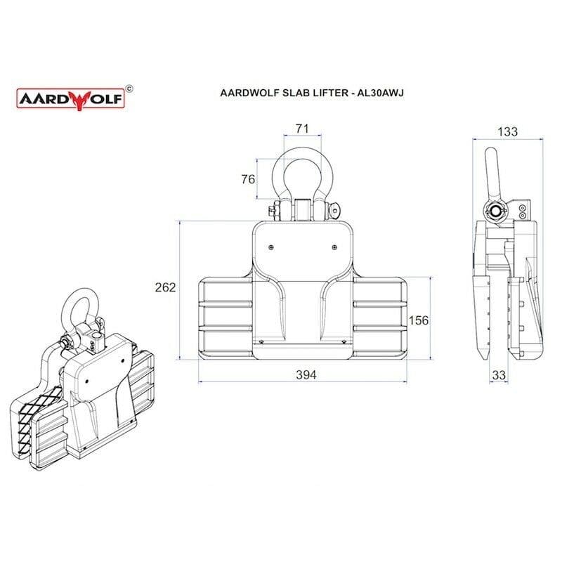 Aardwolf Slab Lifter 30 Type A Wide Jaw with Rollers - Heavy Duty Stone Lifting Tool for Granite, Marble, and Concrete Slabs - Perfect for Construction, Masonry, and Landscaping Projects