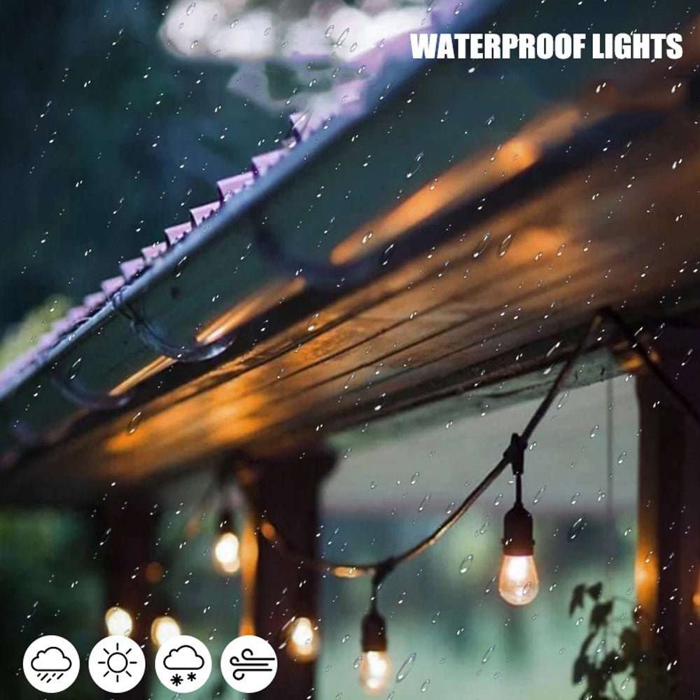 15M Plug-in Festoon String Lights with Globe Bulbs - Outdoor Christmas, Garden, Party & Patio Decorations for Holiday, Wedding & Backyard Lighting