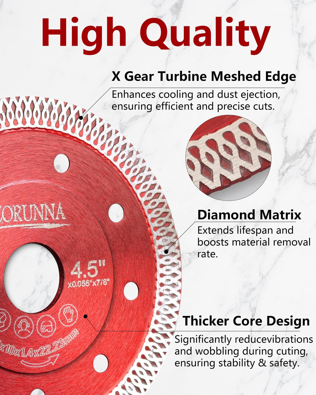 5Pcs Diamond Saw Blades 4.5 Inch - Super Thin Indestructible Cutting Disc for Angle Grinder, Perfect for Porcelain, Ceramic, Granite & Marble Tiles - Ideal for Home Renovation, DIY Projects & Professional Construction Work