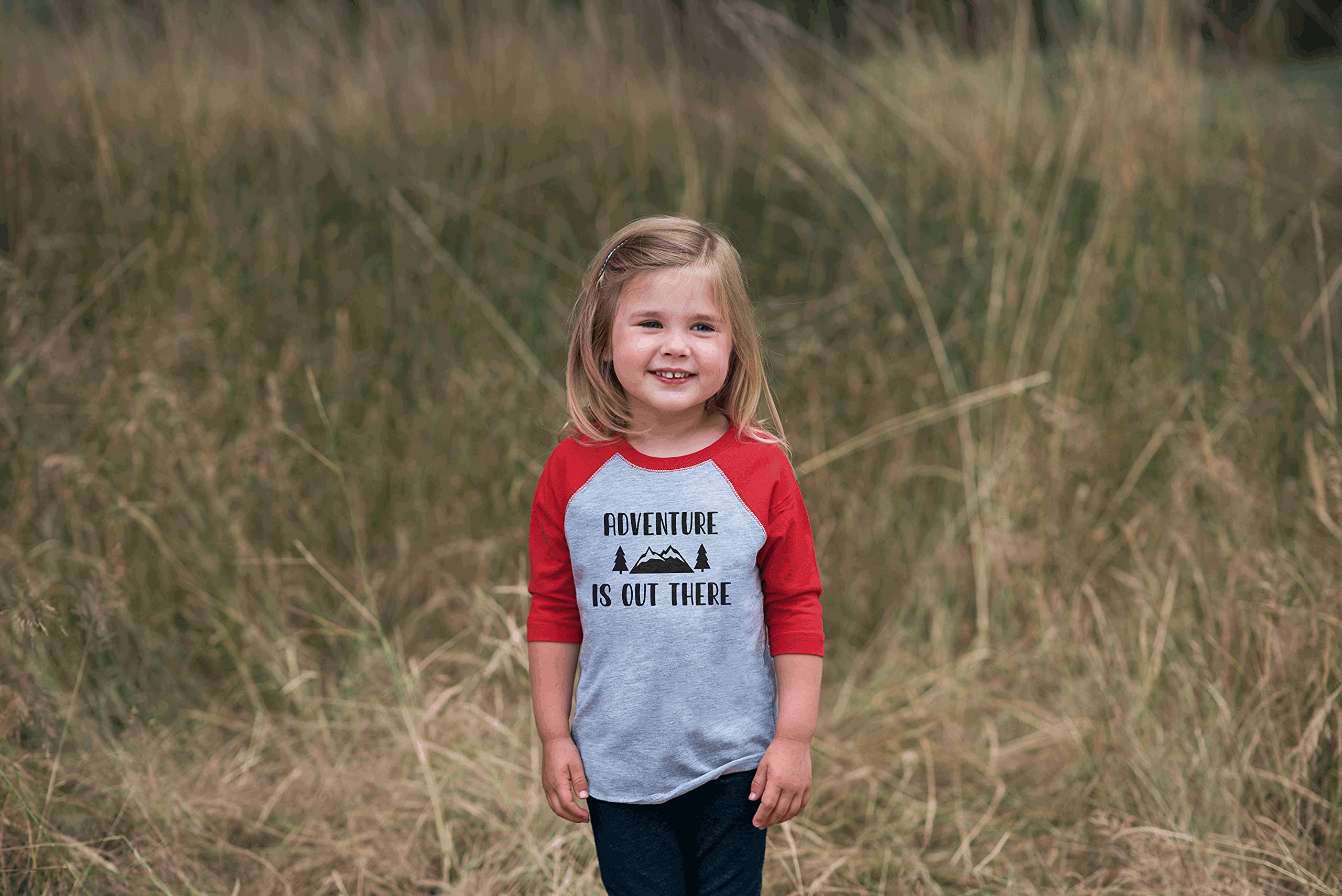 7 ate 9 Apparel Kids Adventure is Out There Red T-Shirt - Fun Outdoor Play & Family Activities Shirt for Boys & Girls