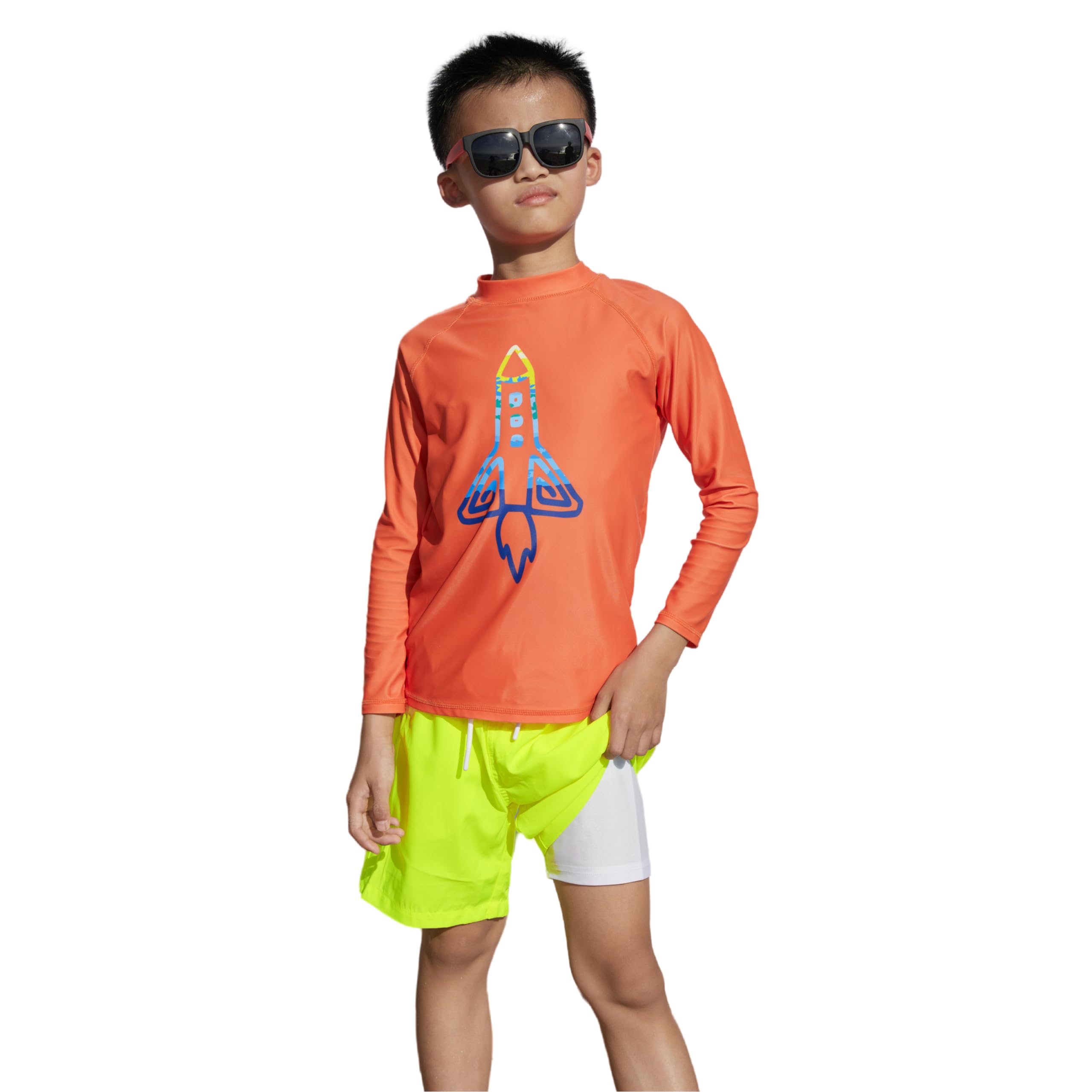 Upgraded Boys Swim Trunks with Compression Liner & Rash Guard Set - UPF 50+ Sun Protection for Toddlers - Perfect for Beach, Pool & Summer Water Activities