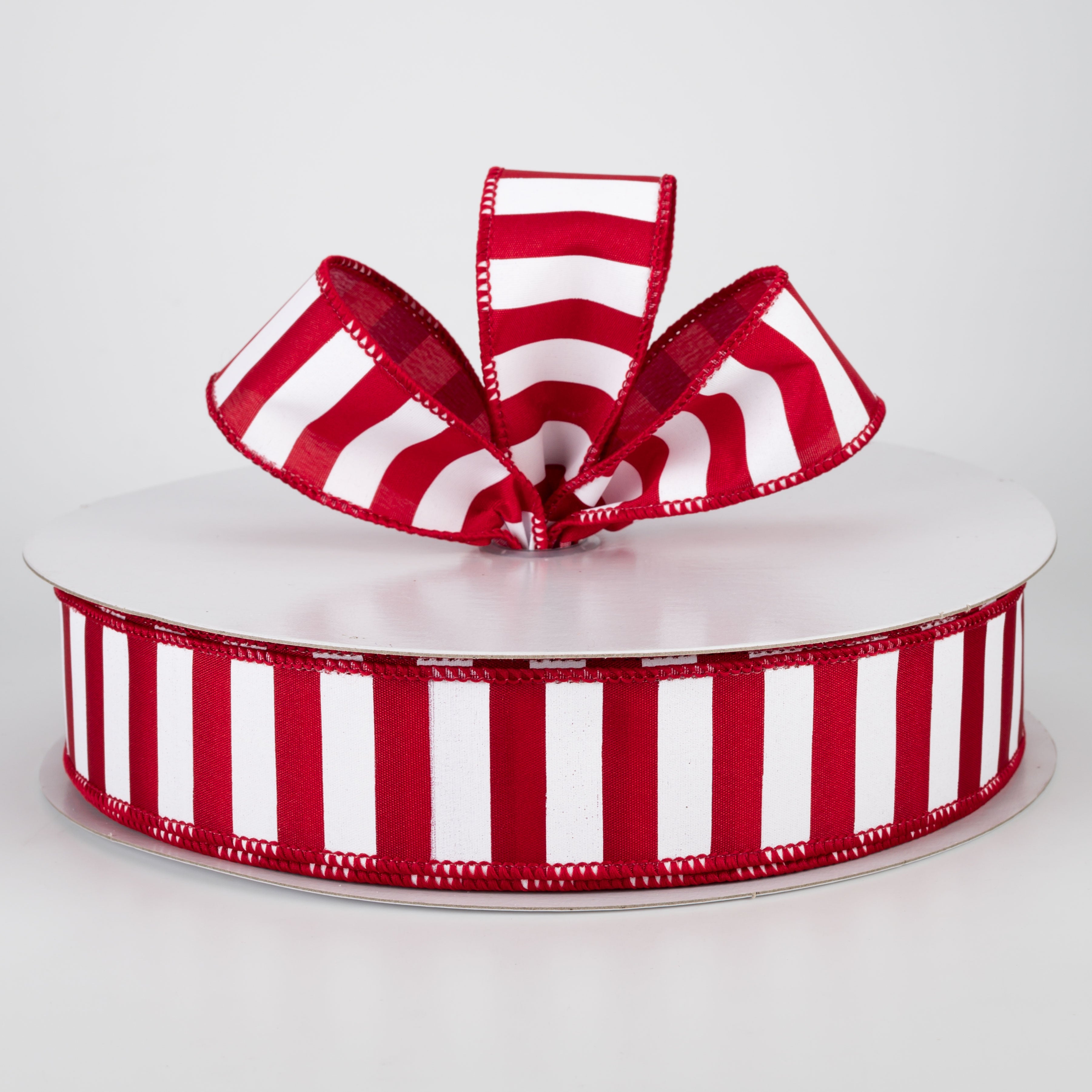 1.5 Inch Medium Stripe Ribbon - Crimson Red & White (50 Yards) for Gift Wrapping, Crafts, and DIY Decorations