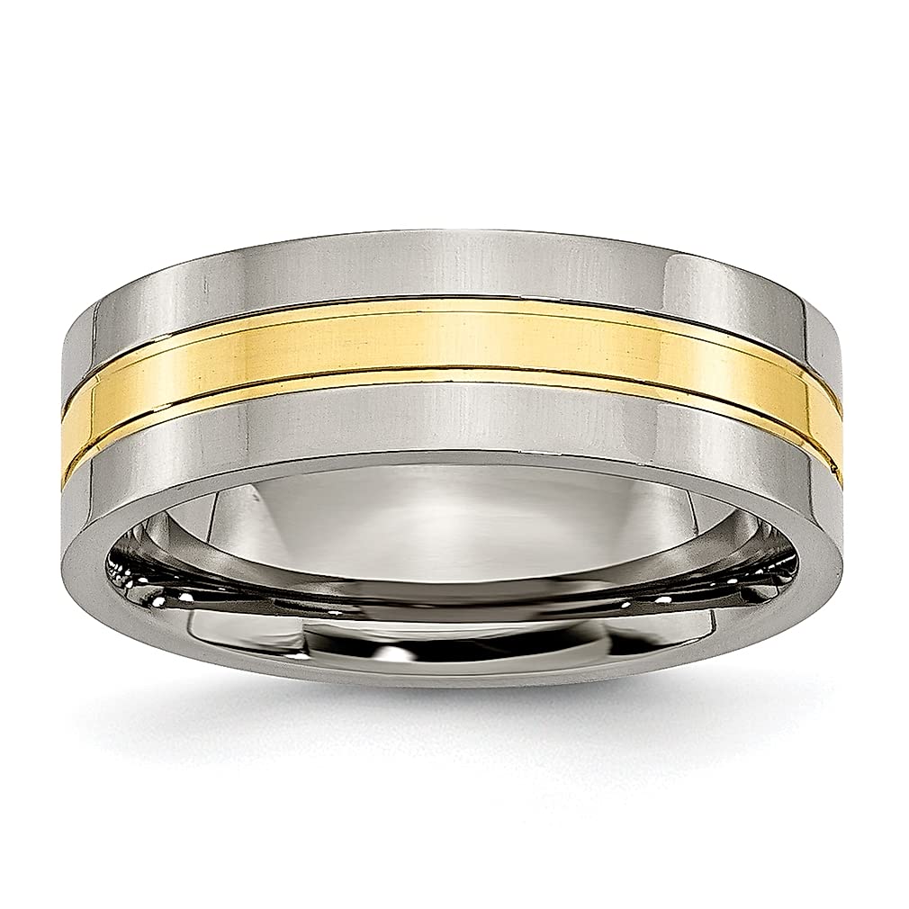 ICE CARATS Titanium Yellow 7mm Band Ring for Men - Durable Wedding Jewelry, Anniversary Gift for Husband, Dad & Boyfriend - Perfect for Engagements, Weddings & Special Occasions