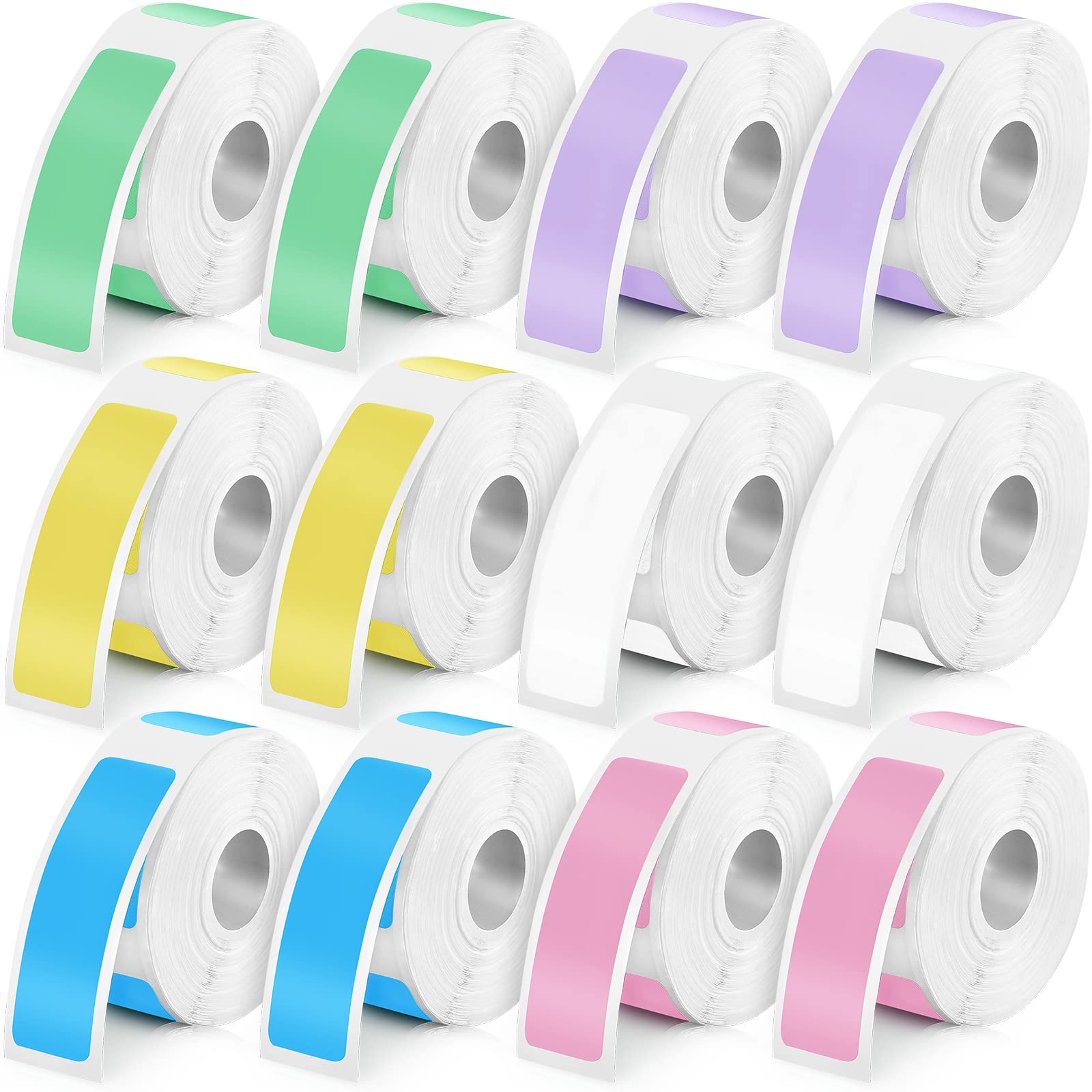 Marspark 1920-Piece Laminated Label Sticker Roll - Compatible with D30 Portable Printer, 12x40mm Colorful Labels (160/Roll) - Perfect for Organizing, Shipping & Inventory Management