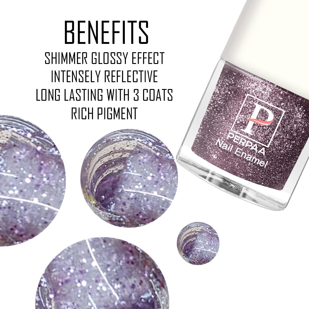 PERPAA Glitter Light Reflective Gel Nail Polish - Broken Diamond Sparkly Gel Enamel for Nails (5ml, Lavender) | Long-Lasting Shine for Manicures, Pedicures & Nail Art Designs