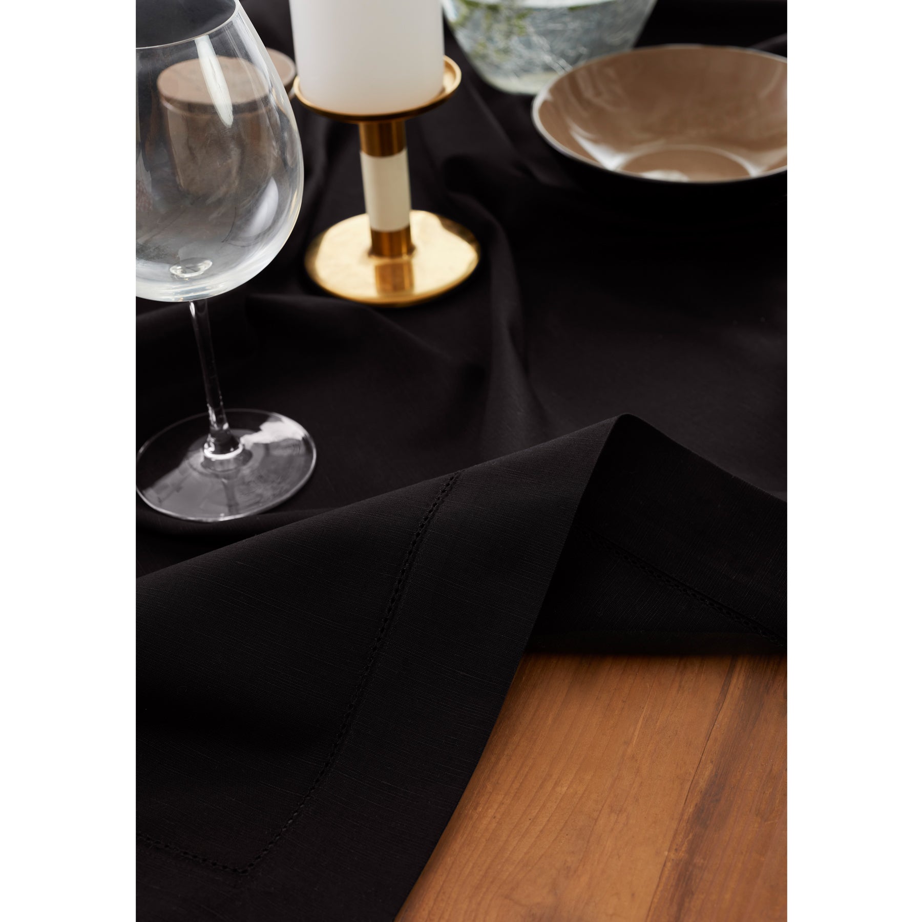 Premium Cotton Linen Hemstitch Table Throw - Elegant Decorative Table Runner for Dining Room, Wedding, Party & Home Decor