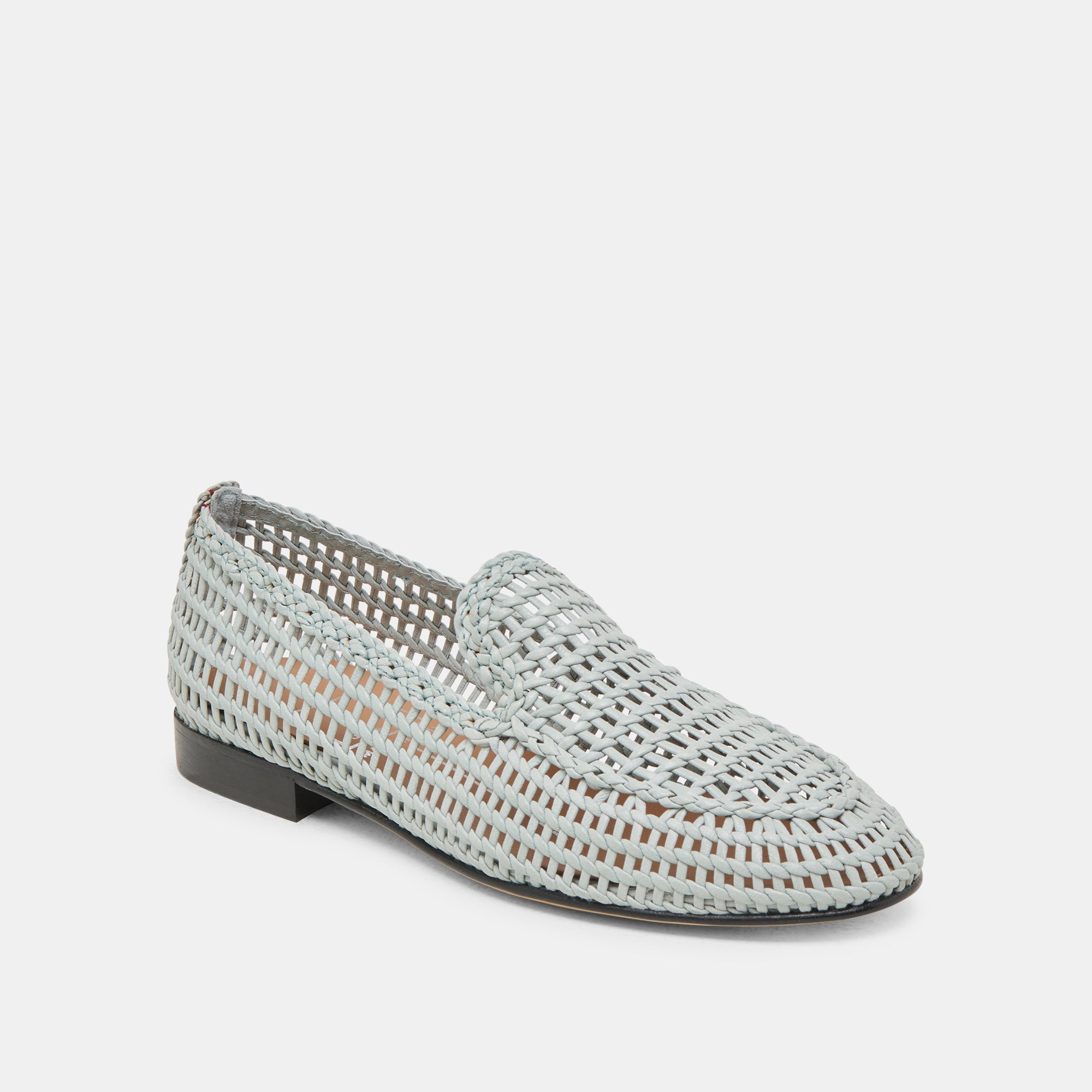 Armond Flats Sky Blue Woven Leather Women's Shoes - Comfortable Casual Loafers for Work, Travel & Everyday Wear