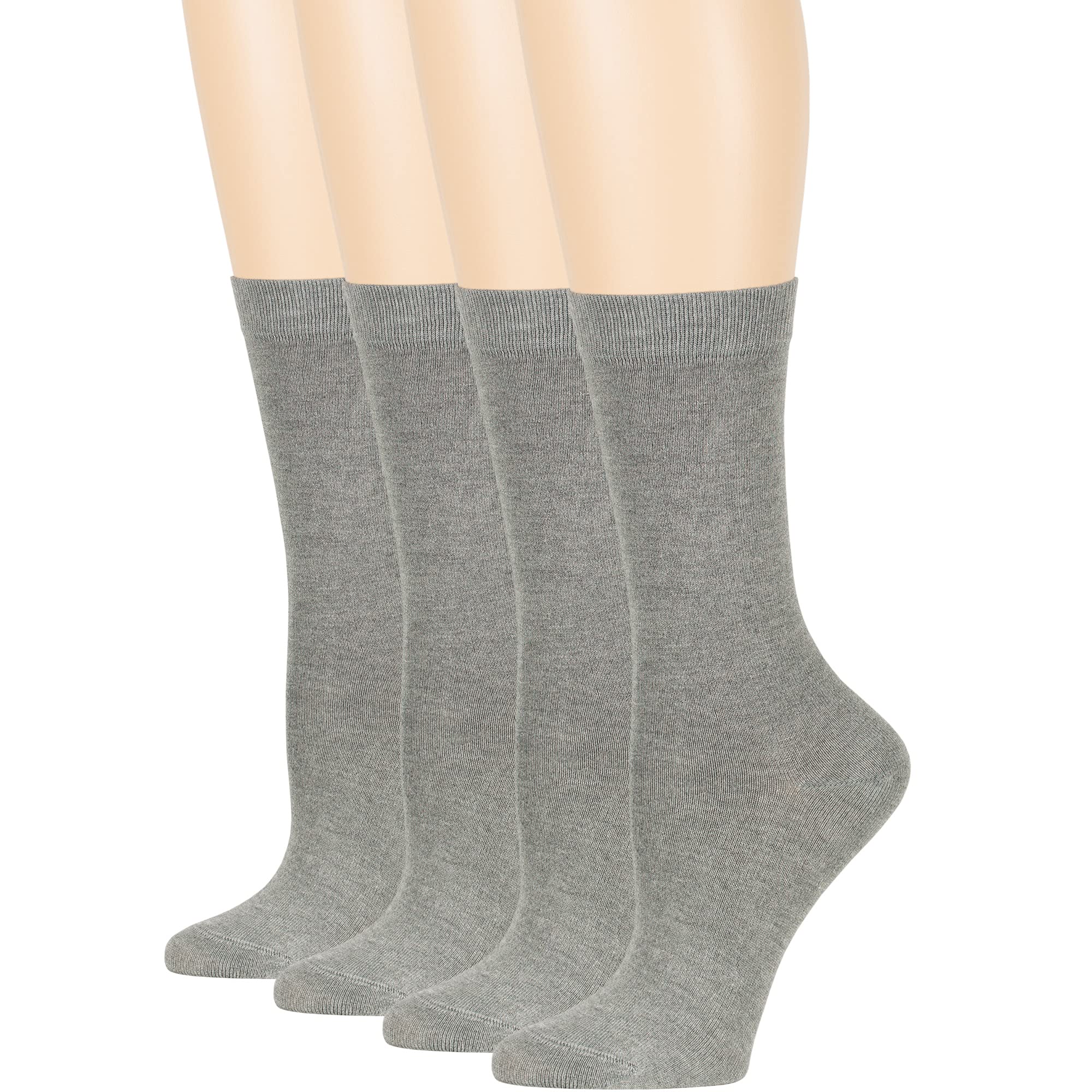 Women's Bamboo Dress Socks 4-Pack - Soft Breathable Crew Socks for Work & Daily Wear - Assorted Colors (Black, Brown, Blue, Grey, Beige, Khaki, Olive Green) - Perfect for Office, Travel & Casual Outfits