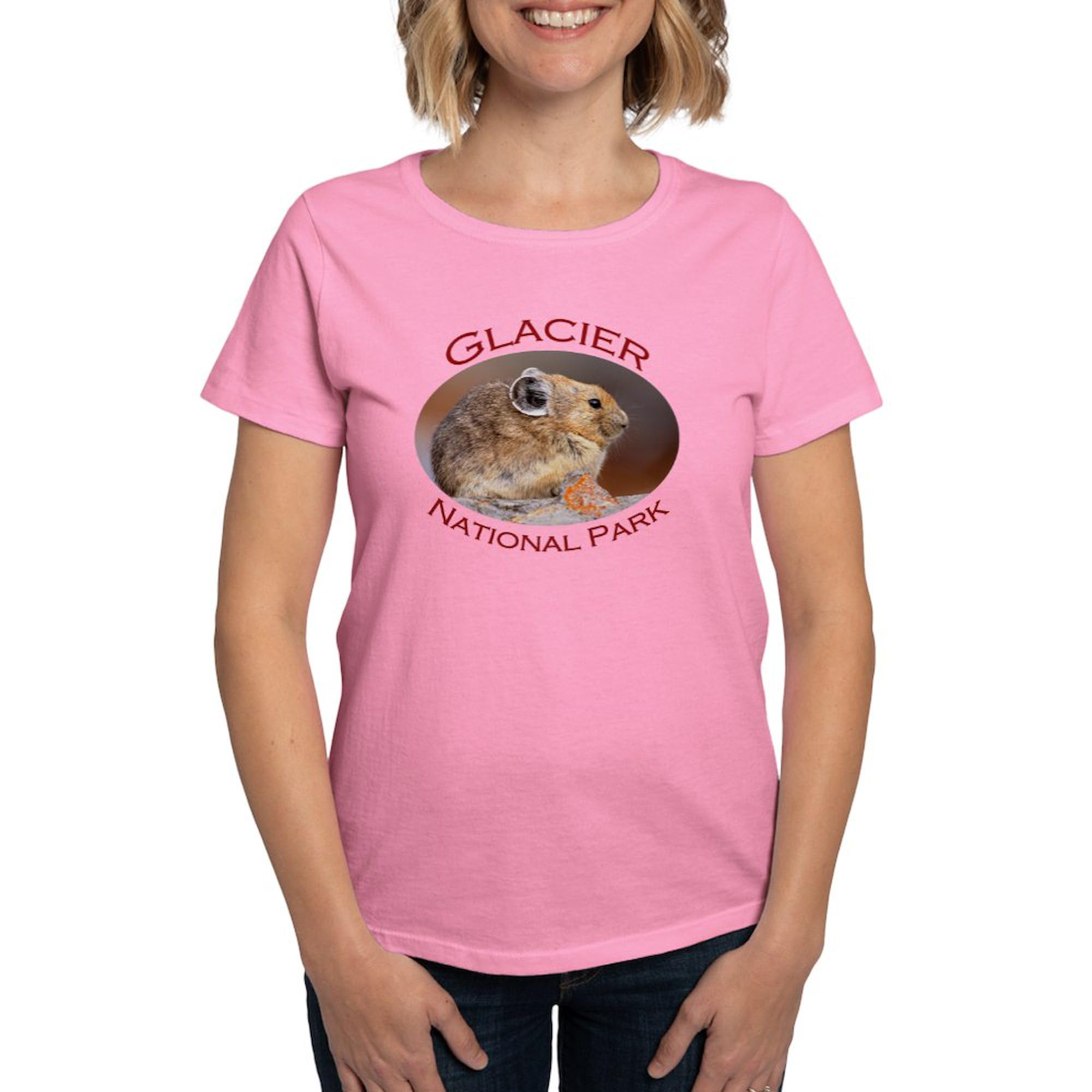 Glacier National Park Pika Women's Dark Cotton T-Shirt - Soft & Comfortable Casual Tee for Hiking, Travel & Outdoor Adventures