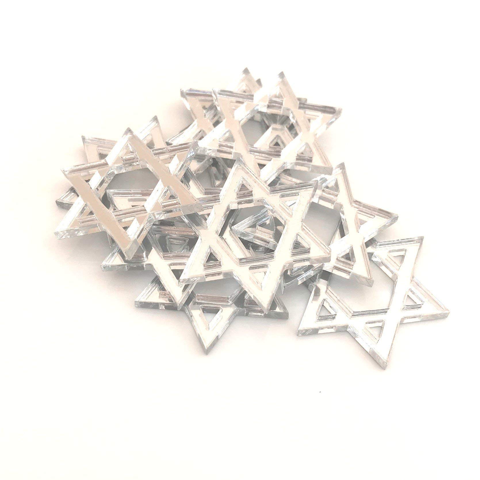 Star of David Shaped Crafting Mirrors - Set of 10 Shatterproof Acrylic Mirrors in Mocha Brown & Vibrant Colors (9cm) - Perfect for Hanukkah Decorations, Jewish Crafts & DIY Home Decor