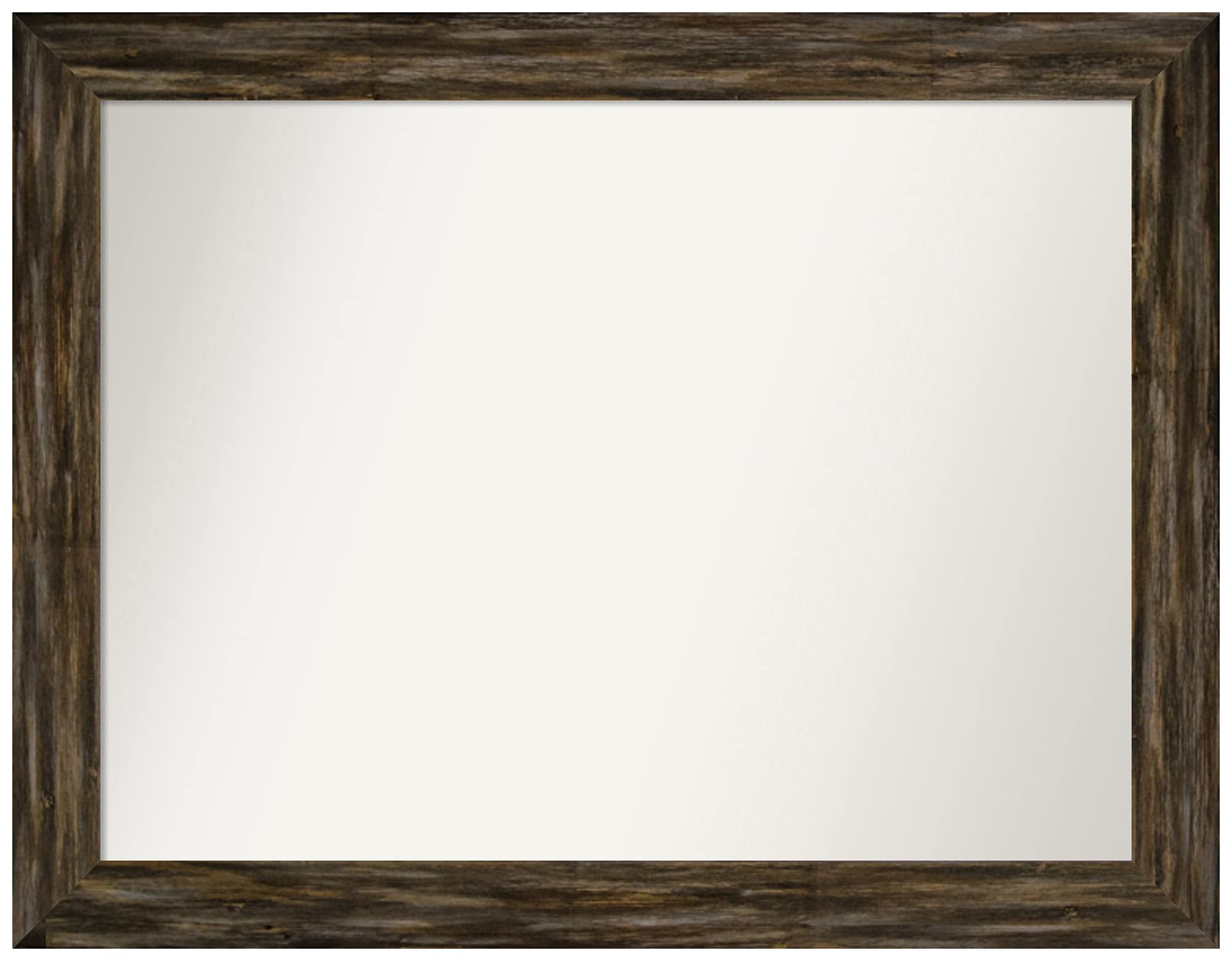 Amanti Art 27.5x35.5 Inch Custom Wall Mirror with Fencepost Brown Narrow Frame - Non-Beveled Bathroom Mirror - Various Sizes Available - Perfect for Bedroom, Living Room & Bathroom Decor