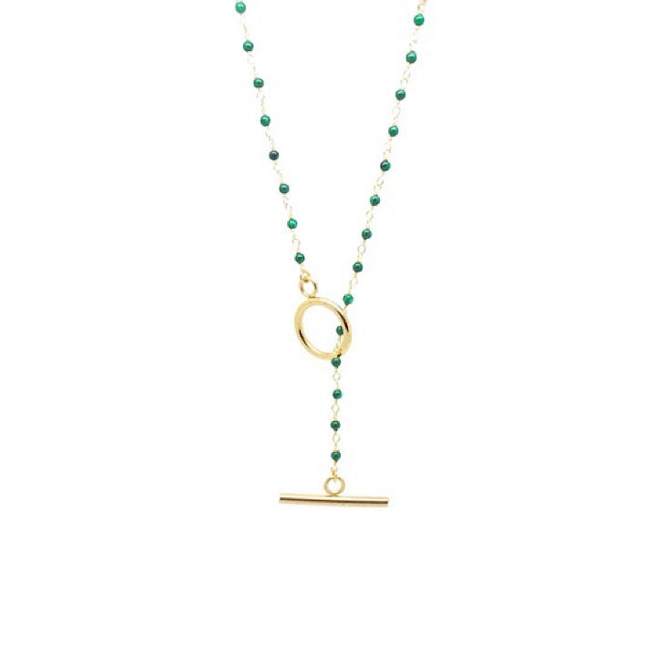 Penelope Malachite Lariat Necklace - Elegant Long Layered Statement Jewelry for Women | Perfect for Weddings, Parties & Everyday Wear
