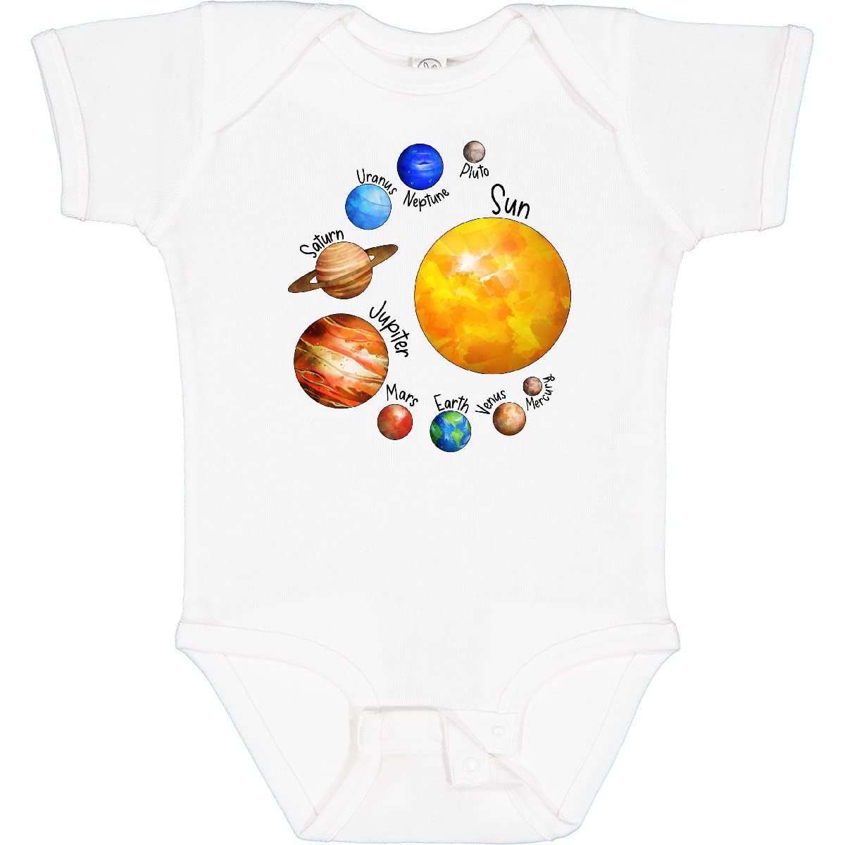 Inktastic Sun and Planets Baby Bodysuit - Cute Solar System Outfit for Infants & Toddlers | Perfect for Space-Themed Parties, Astronomy Lovers & Everyday Play