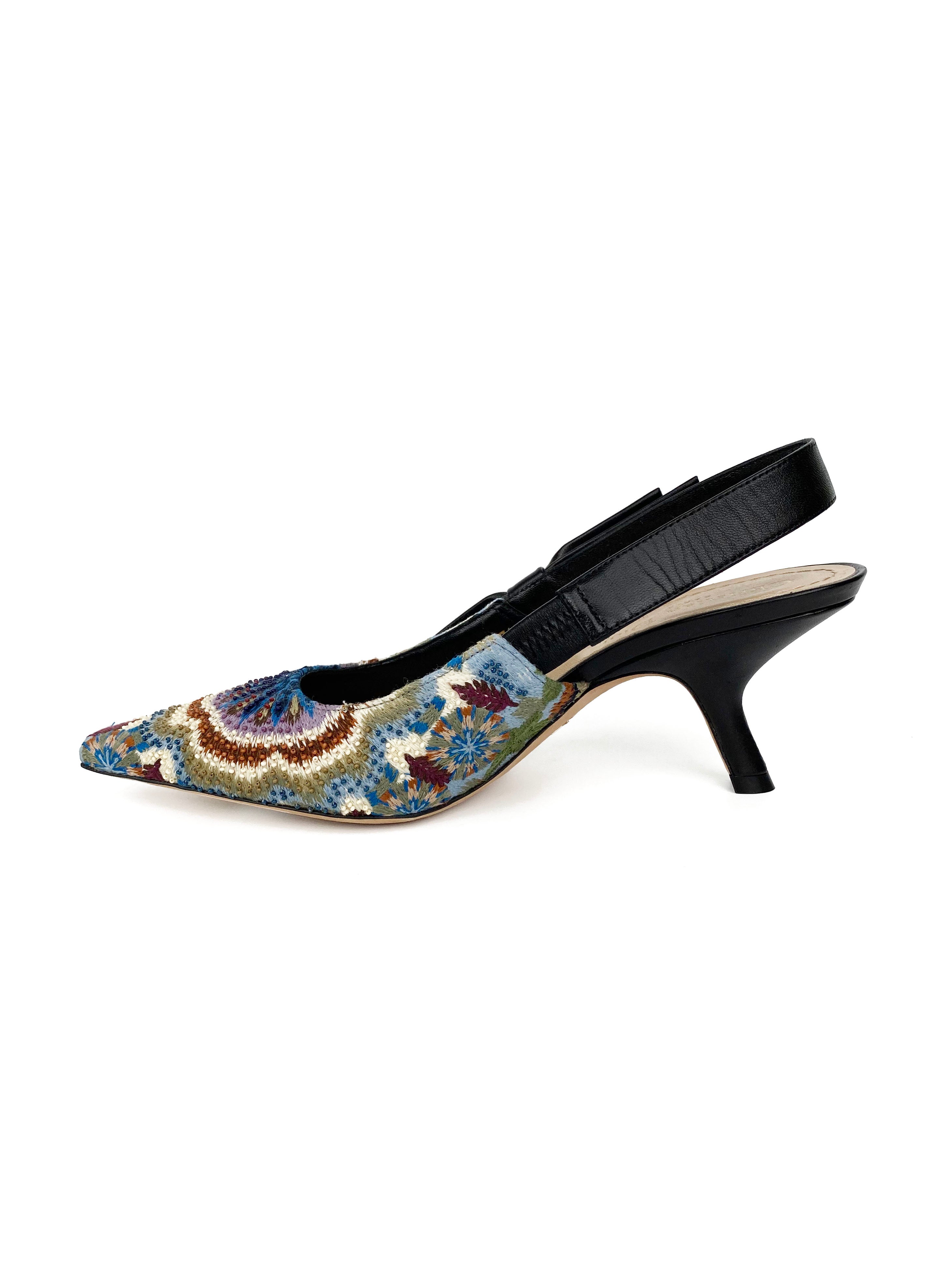 Dior Sweet D Kaleidoscope Slingback Heels - Women's Size 37.5 (US 7.5) | Luxury Designer High Heel Sandals for Parties, Weddings & Special Occasions
