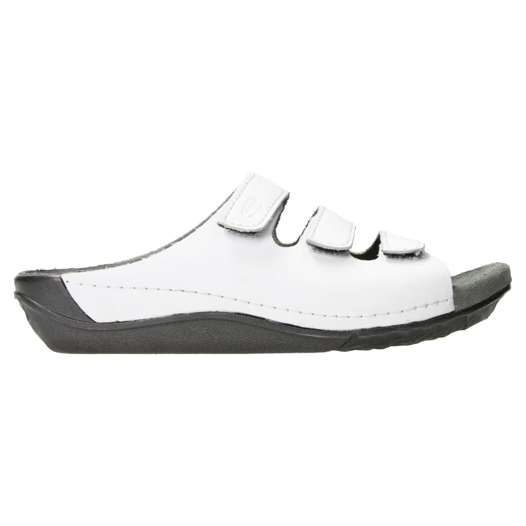 Wolky Women's Comfortable Flat Sandals - White Vegan Leather Size 9.5-10 | Perfect for Summer, Beach, and Casual Outfits