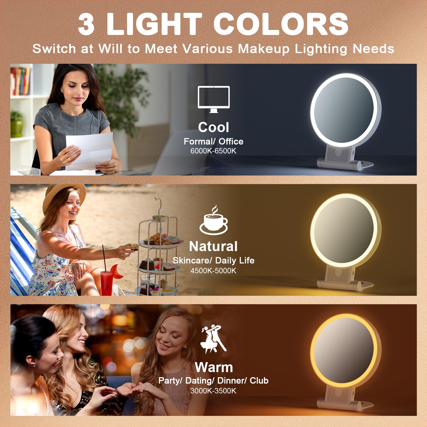 30X Magnifying Mirror with LED Light - Double Sided Makeup Mirror with Adjustable Handle, Portable Travel Vanity Mirror with Tweezers - Perfect for Home, Bathroom & Travel Makeup Application