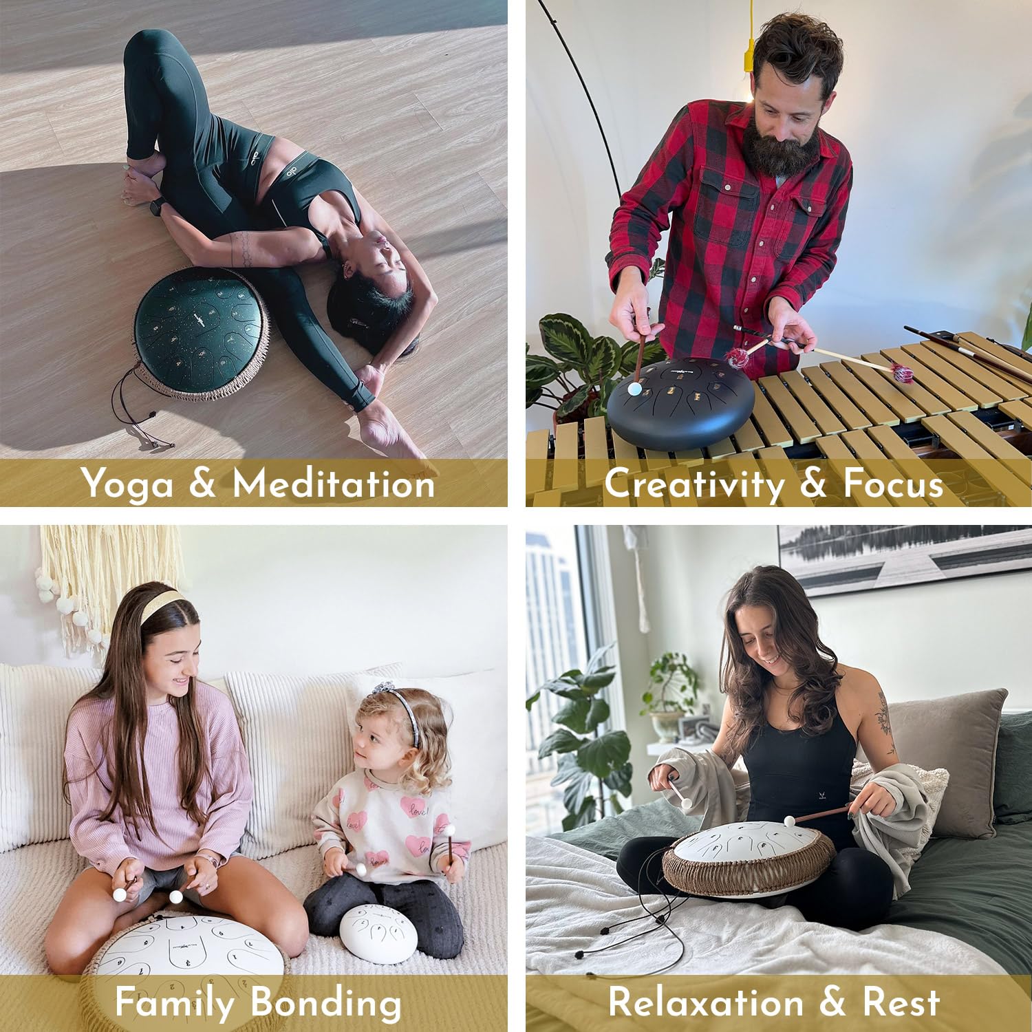 11 Inch Steel Tongue Drum - 11 Note Musical Instrument for Kids & Adults | Handpan Drum Set with Mallets, Music Book & Carry Bag | Perfect for Meditation, Music Therapy & Home Decor (Black)