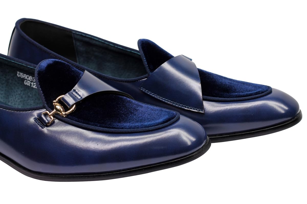 Men's Faux Leather Velvet Loafers - Monk Strap Dress Shoes for Wedding, Party & Formal Occasions - Comfortable & Stylish Business Casual Shoes