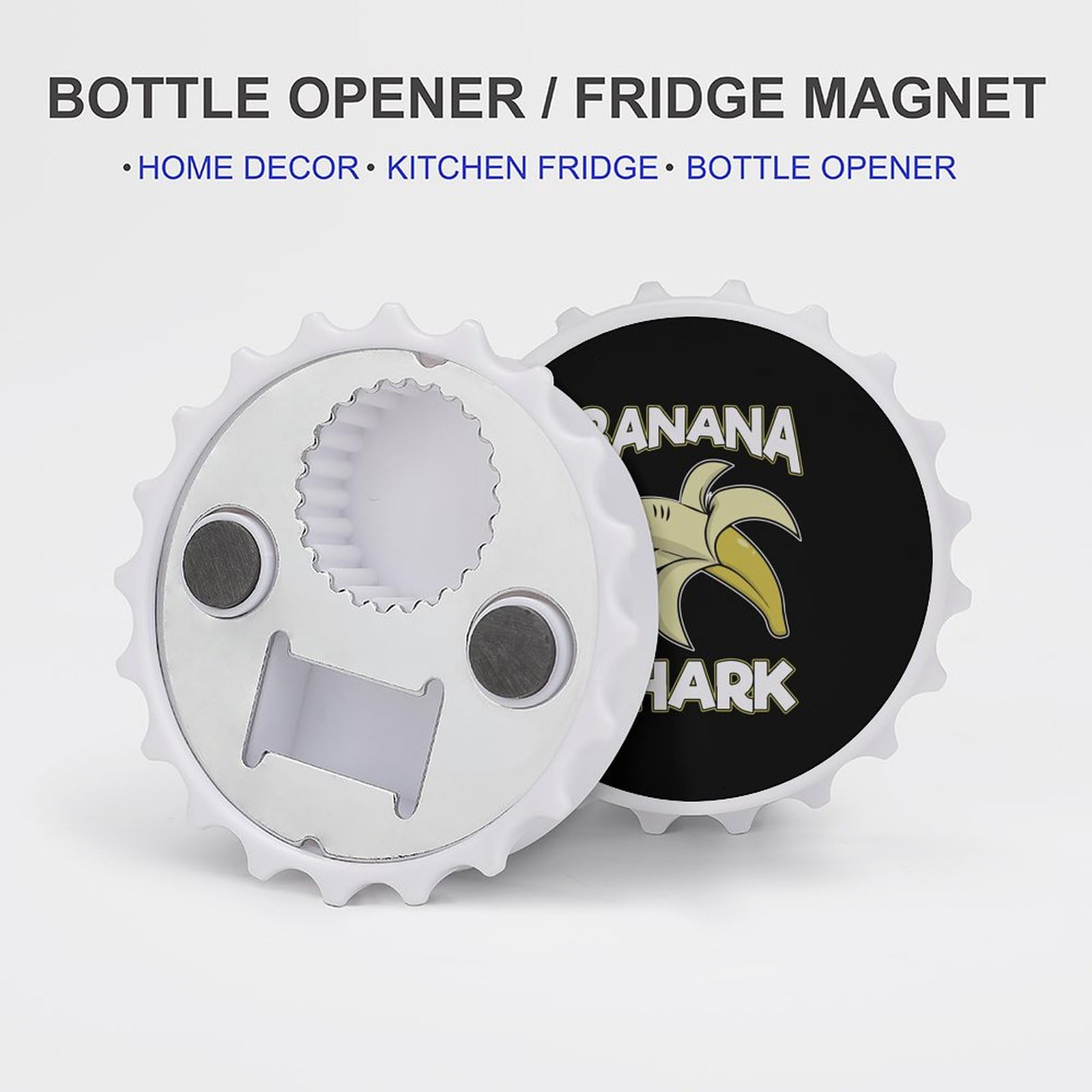 Banana Shark 2-in-1 Bottle Opener & Fridge Magnet - Funny Kitchen Accessory for Beer Bottles, Refrigerator Decoration & Wall Mount Opener - Perfect Gift for Home, Bar, Party & Outdoor Use