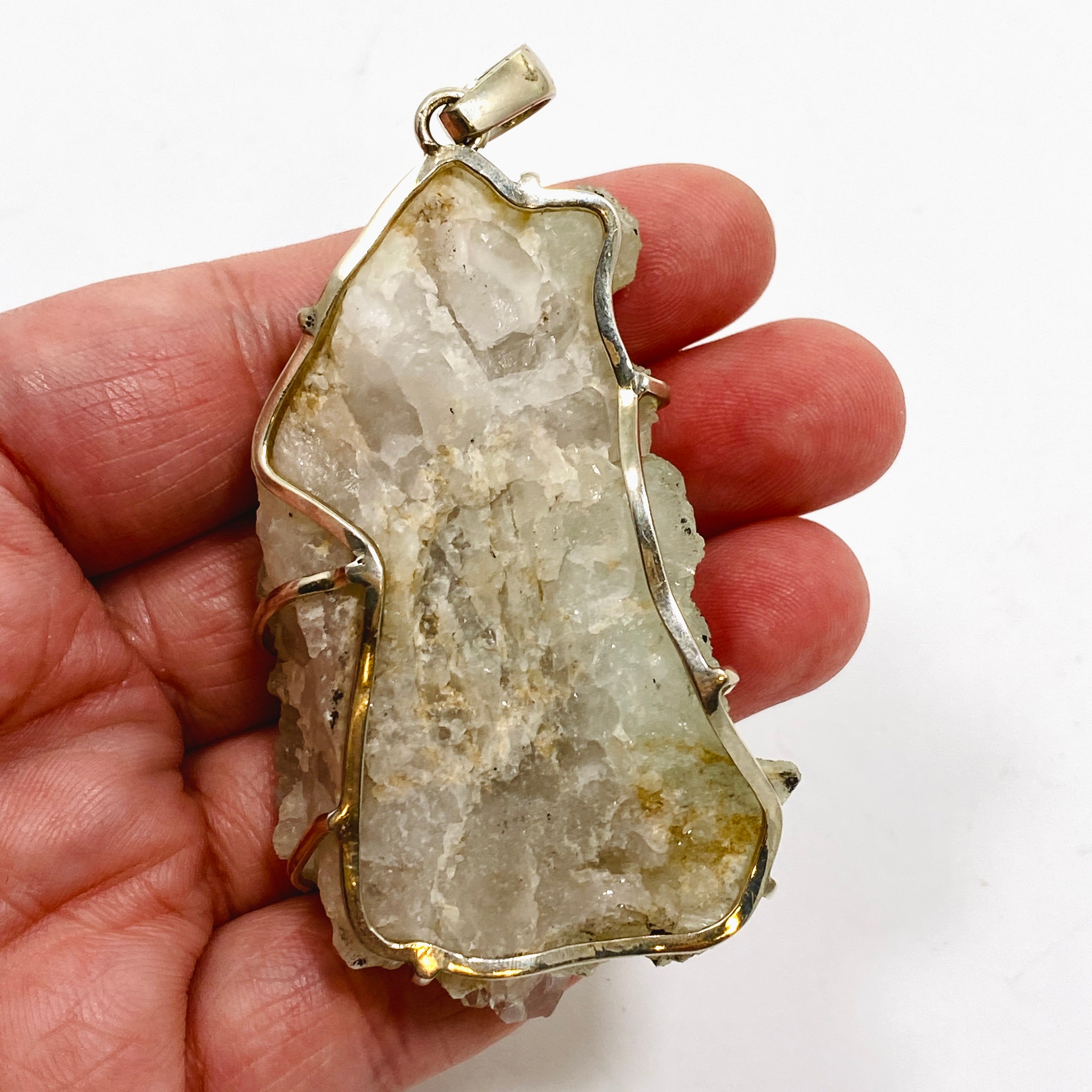 Natural Prehnite Raw Crystal Pendant Necklace - Healing Stone Jewelry for Women - Spiritual Energy & Chakra Balancing - Perfect for Meditation, Yoga & Gift Giving