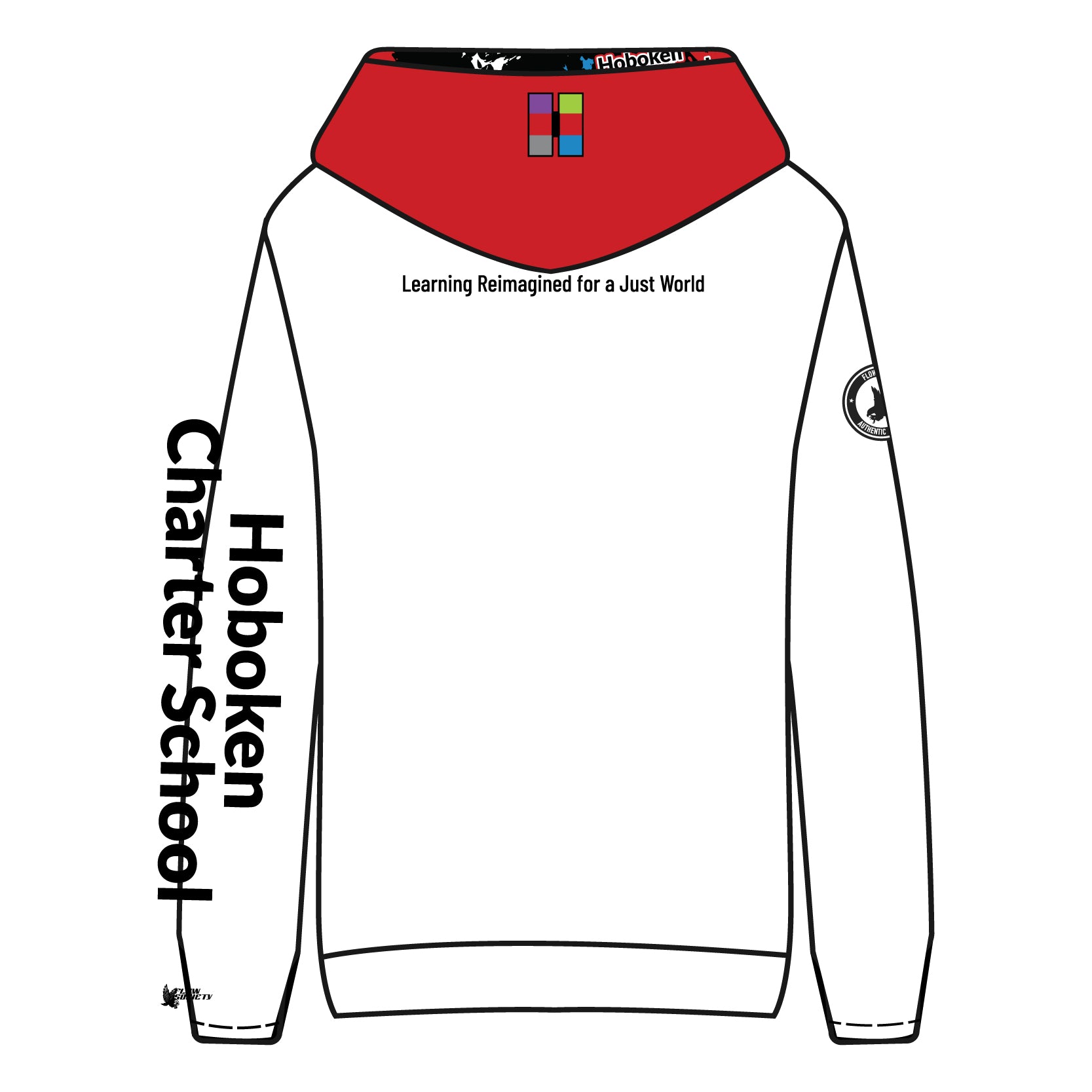 Youth & Adult Hoboken Charter School White Hoodie - Comfortable Unisex Pullover for Casual Wear, School Spirit, and Everyday Outfits