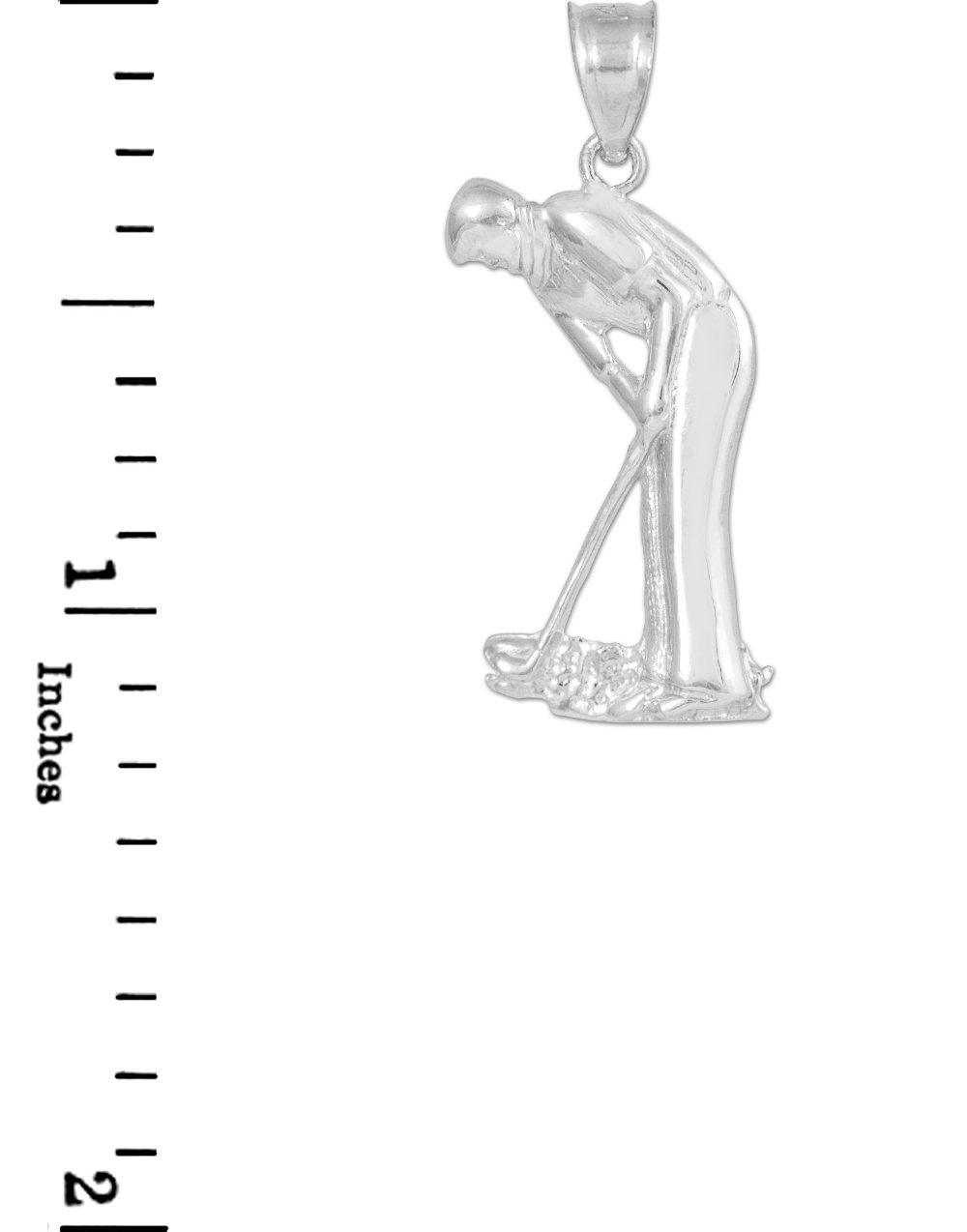10K White Gold Golf Putter Charm Pendant Necklace for Men & Women – Perfect Gift for Golf Lovers & Sports Enthusiasts – Ideal for Casual Wear, Golf Tournaments & Special Occasions