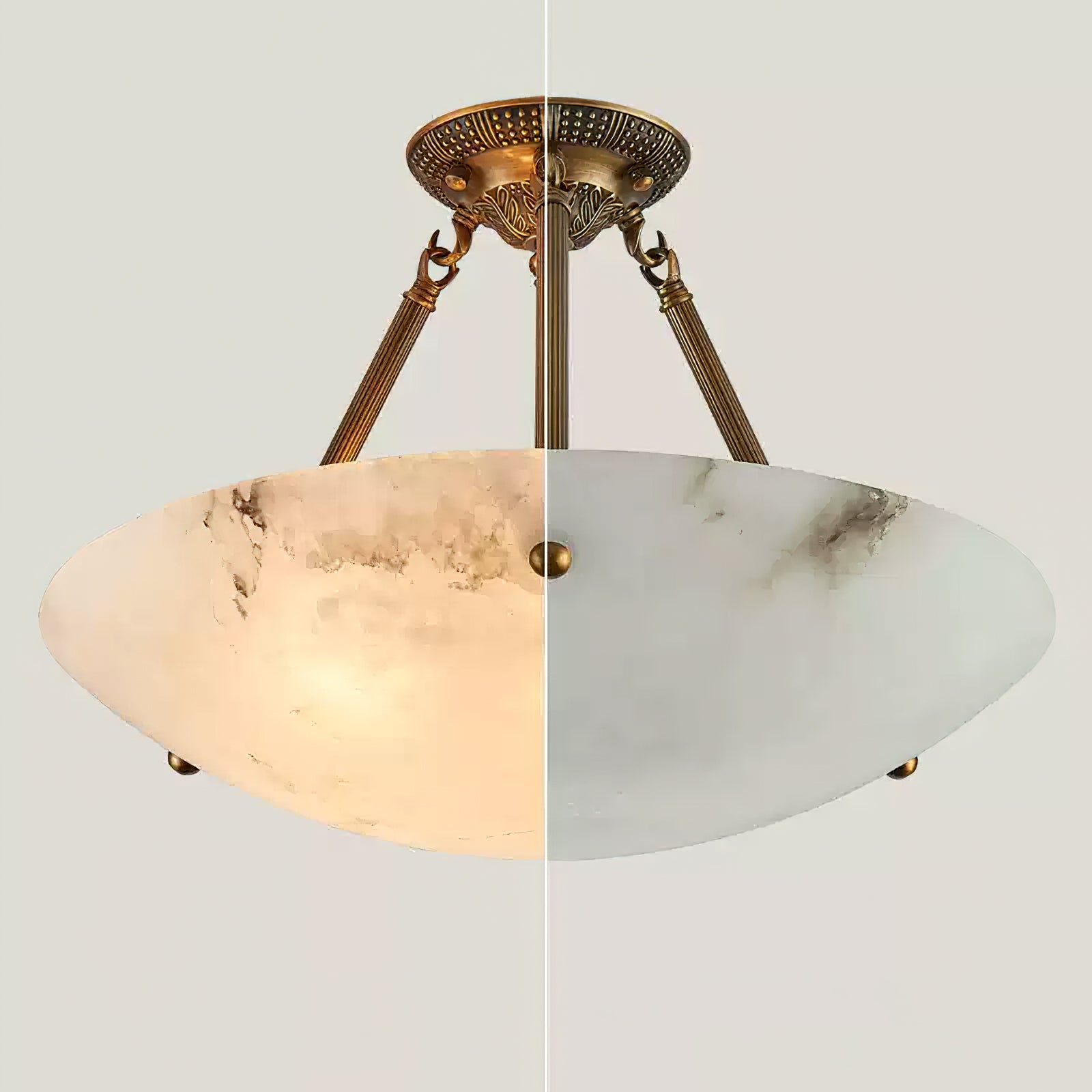Alabaster Bowl Ceiling Light Fixture - Modern Handcrafted Stone Pendant Lamp for Dining Room, Living Room & Bedroom Lighting