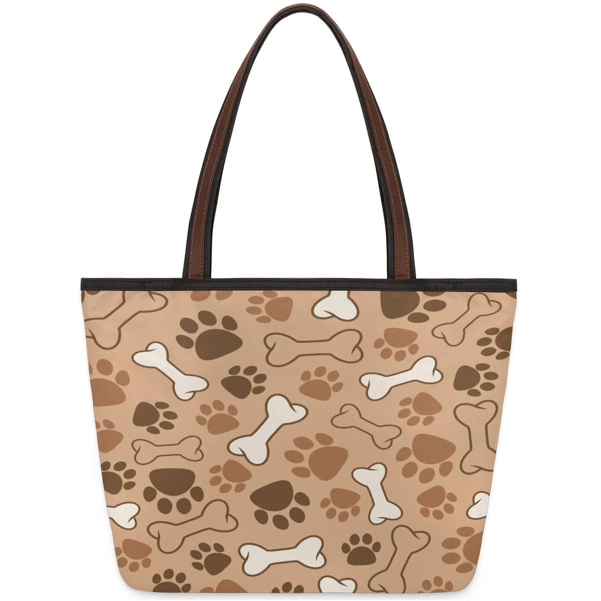 POFATO Cute Dog Paws Bone Print Tote Bag for Women - Medium Size Multicolor Handbag for Work, Shopping & Travel - Perfect for Office, Beach & Daily Use