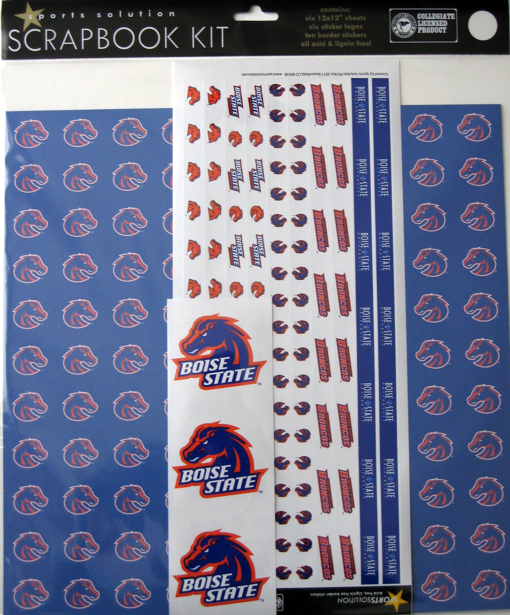 Boise State Broncos Scrapbook Kit - Sports Memorabilia & Fan Collectibles for Scrapbooking, Photo Albums, and Game Day Decorations