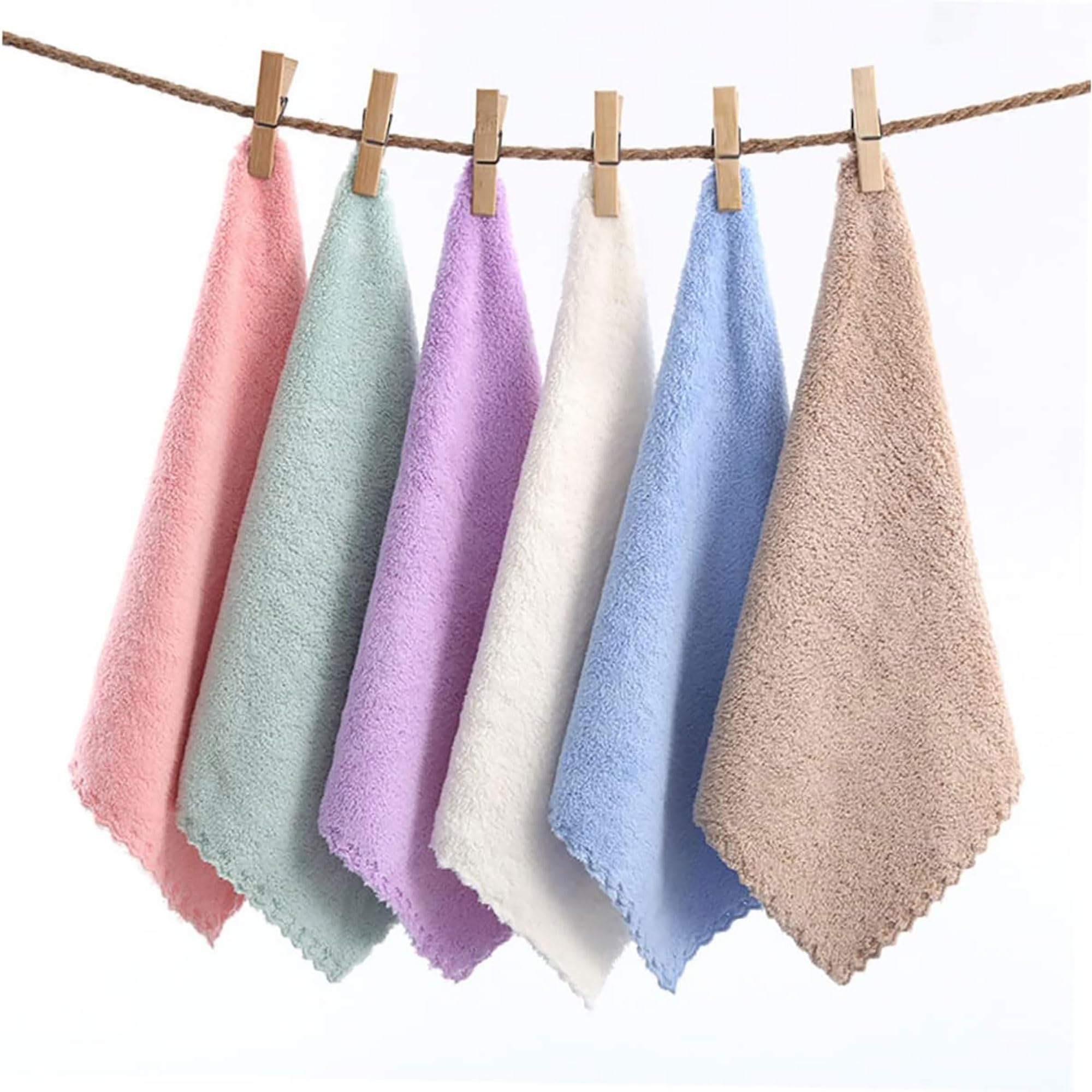 ALOUD CREATIONS 12-Pack Ultra Soft Microfiber Face Towels - 25x25cm Gentle Absorbent Handkerchiefs for Women, Kids & Newborn Babies | Perfect for Travel, Gym & Baby Care | Hypoallergenic Quick-Dry Towels