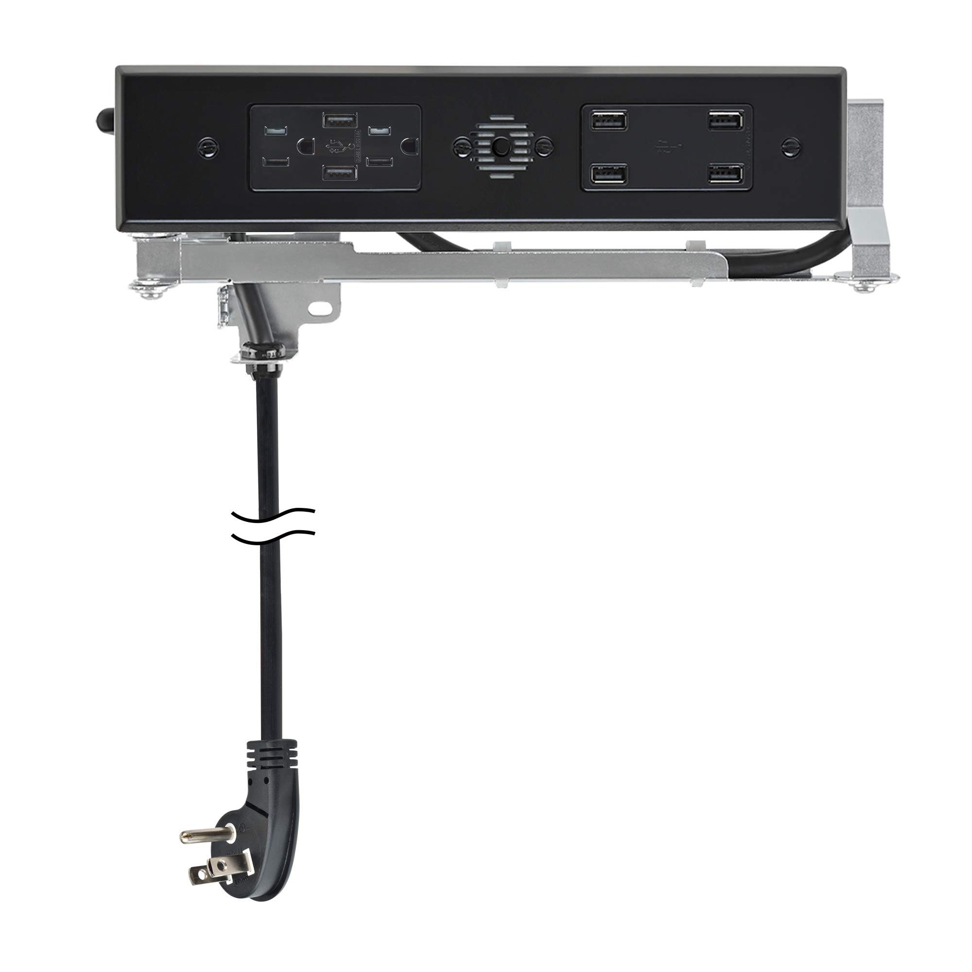 Docking Drawer Blade Duo In-Drawer Power Outlet with Safety Shutoff - 6 USB-A Ports & 2 15A AC Outlets - Black | Perfect for Kitchen, Office & Bedroom Organization