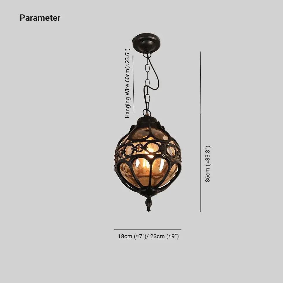 Vintage Spherical Carved Copper Pendant Light - Antique Style Ceiling Fixture for Dining Room, Kitchen Island & Bedroom Lighting