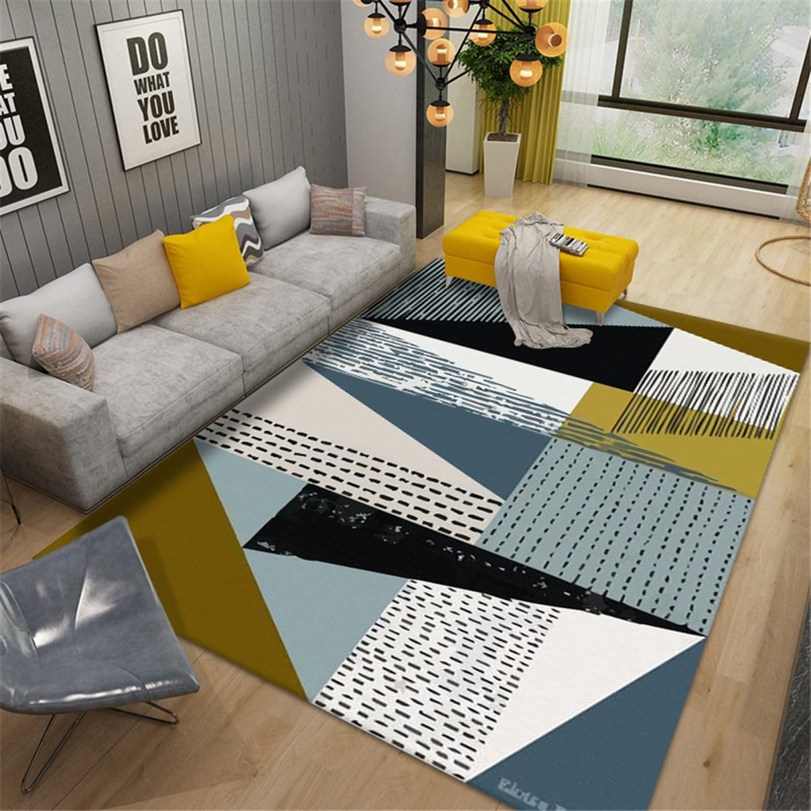 DSHUB Soft Blue Rectangle Area Rug for Bedroom, Living Room & Office - Easy Care Indoor Floor Mat 40x60cm (1ft 3.7