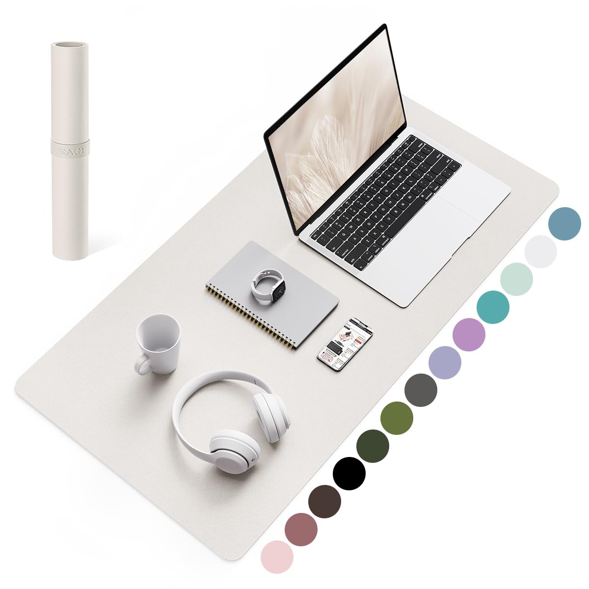 Non-Slip Waterproof PVC Leather Desk Pad - Ultra Thin Large Mouse Pad & Laptop Writing Mat for Office & Home - Easy Clean Table Protector (31.5